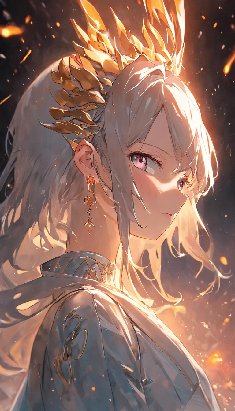 32K(tmasterpiece,k hd,hyper HD,32K)short detailed hair,Gold jewelry area in the back room,Flame Girl ,Yao Lang protector (realisticlying:1.4),Python pattern robe, black tiara,Snowflakes fluttering,The background is pure,Hold your head high,Be proud,The nostrils look at people, A high resolution, the detail, RAW photogr, Sharp Re, Nikon D850 Film Stock Photo by Jefferies Lee 4 Kodak Portra 400 Camera F1.6 shots, Rich colors, ultra-realistic vivid textures, Dramatic lighting, Unreal Engine Art Station Trend, cinestir 800,Hold your head high,Be proud,The nostrils look at people