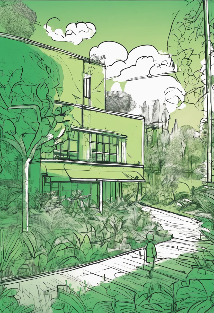 Green hand drawn sketch, Line sketch, Facilitates movement and exploration aligns inherently with nurturing a conducive learning environment.