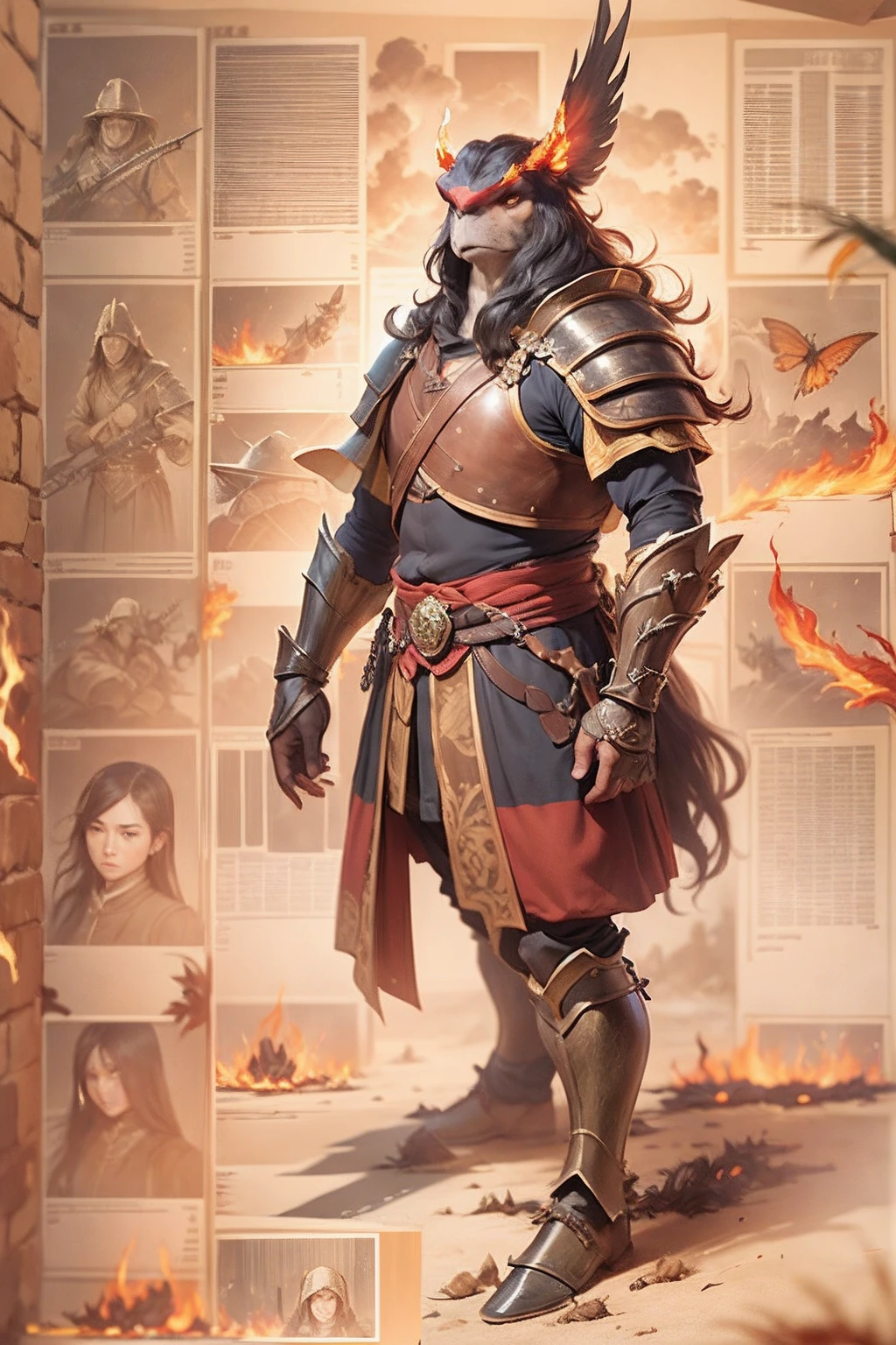 （anthropomorphic turtle），（horse warrior：1.4），coda，a tall body，Stout limbs，disdain，ran，tosen，The long hairs of the flame fluttered in the wind，combats，Dynamic lines，Dimly lit battlefield，Ruined castle，（stereoscopic perspective：1.4），Works of masters，super-fine，4K分辨率，high qulity，电影灯光，High picture detail，Detailed pubic hair，Epic shooting，Clearly focused hair，Detailed hair depiction，acurate