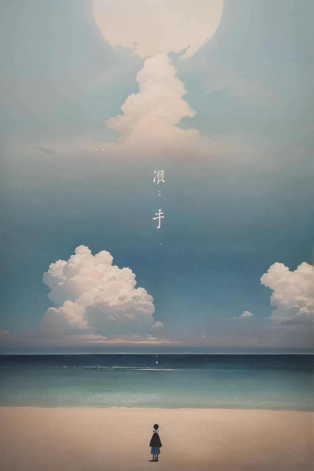 Oriental pearl,the sea,Cloudless,A group of people taking pictures in the distance,Grandiose scenes