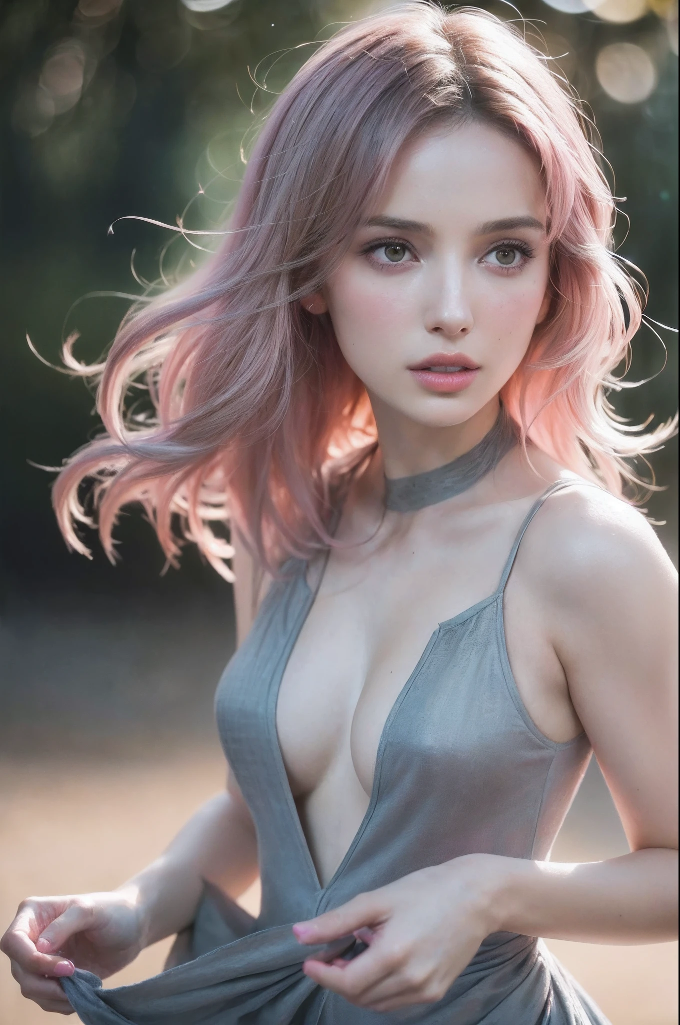 (Matte Pink、Particles of light),(style of paul rubens and rebecca guay:1.1)[Ana de Armas : Natalie Portman : 0.7],(masterpiece, portrait:1.2), ((Realisticity: 1.2)), ((Best resolution: 16K, Ultra HD,Bokeh)),CG, Octane render,(best qualtiy，offcial art，Beauty and aesthetics：1.2),UHD,DSLR,primitive,