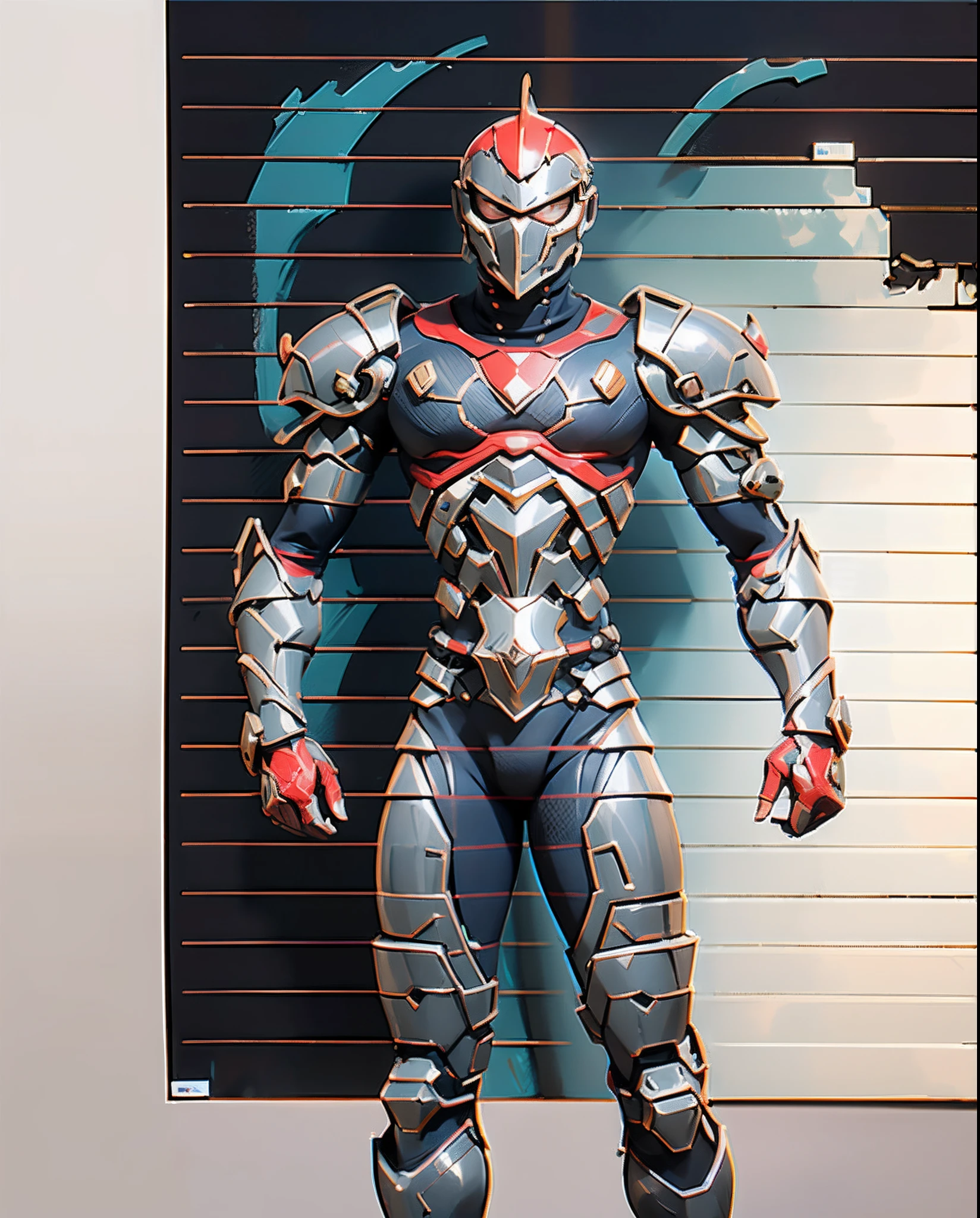 A man wearing a helmet that covers a large portion of his face, dressed in a fantasy-style armor with a biologically-inspired design, the armor's color scheme is predominantly black as the main colors, with accents of red textures, He embodies a fantasy-style armored hero with a Japanese anime-inspired design, with intricate character design and a mature artistic style, ((character concept art)), full body character drawing, high definition, best quality, ultra-detailed, extremely delicate, anatomically correct, symmetrical face, extremely detailed eyes and face, high quality eyes, creativity, RAW photo, UHD, 8k, professional lighting, soft lighting, (masterpiece:2)