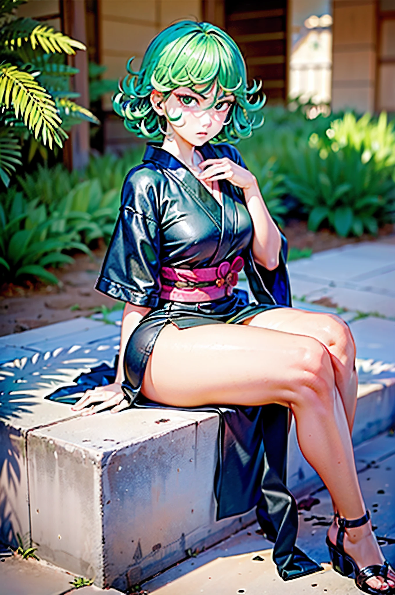 Tatsumaki naked spreading her legs showing her vagina and anus 