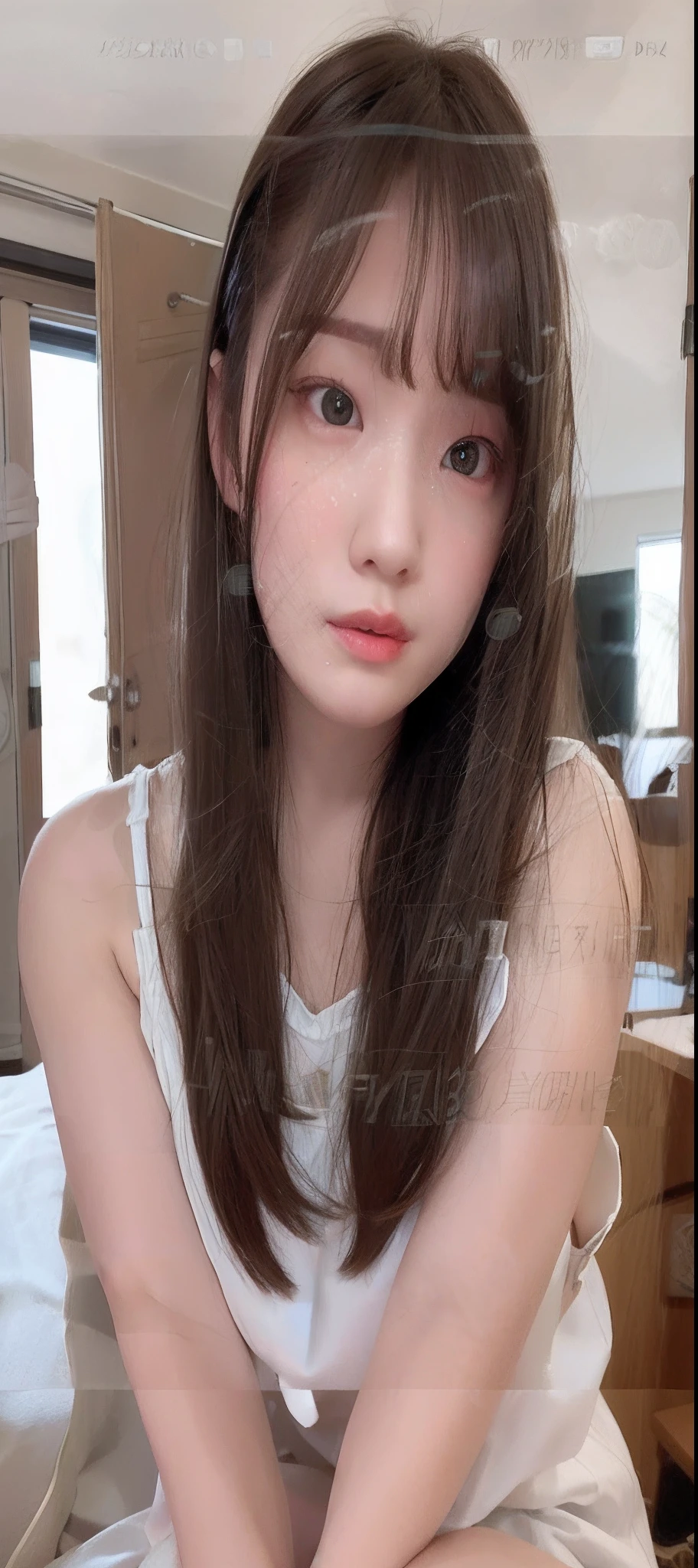 s girl,dark brown hair,horse tailed,Clear eyes,鎖骨,largeeyes,long eyelasher,ssmile,is shy,Highest accuracy,short skirt,Lie down in bed,black lence stockings,wetclothes,legs are open,Cropped white T-shirt,mannequin,Crop topping