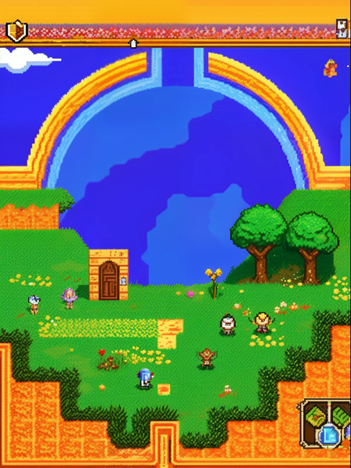 16-bit pixel art,game scenes,Game characters,dragon quest,pixel game