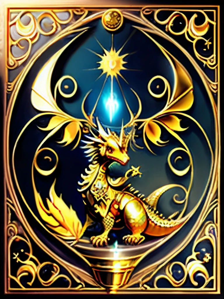 (Zodiac dragons)faucet, ، simple, Best quality, Beautiful,Fractal art,Holy light,gold foil,Gold leaf art,Self-luminescence,Represented in the picture