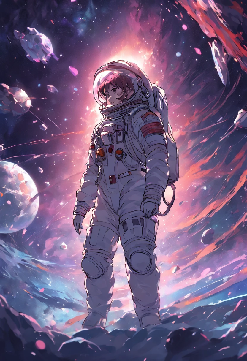 Astronaut wandering in space, fundo preto
