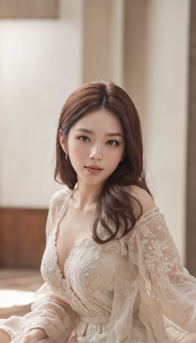 beste-Qualit, master-piece, ultra-high resolution, (photorealistic portrait:1.4), raw picture, 1 Korean Girl,white dress,Show your shoulders., In the dark, Deep Shadows, Low key, cold light,A Beautiful Girl ,nice skin ,cosmetic style,show to much skin