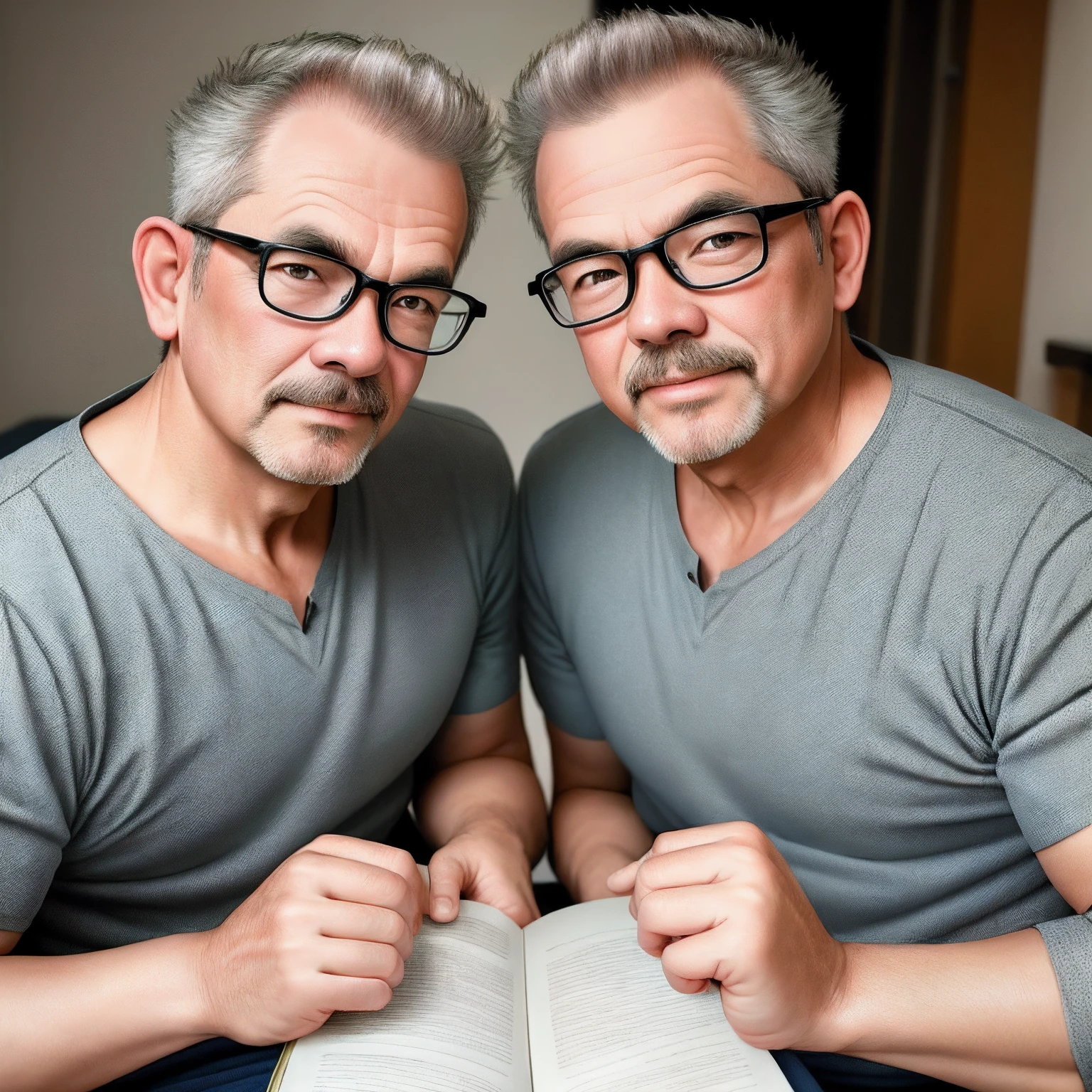 Twin brothers,age 55,magister,onbed