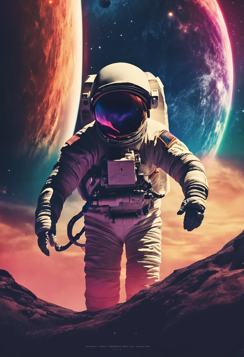 Dublakes style， Astronaut helmet， Space landscape，(Doubleexposure:1.2)