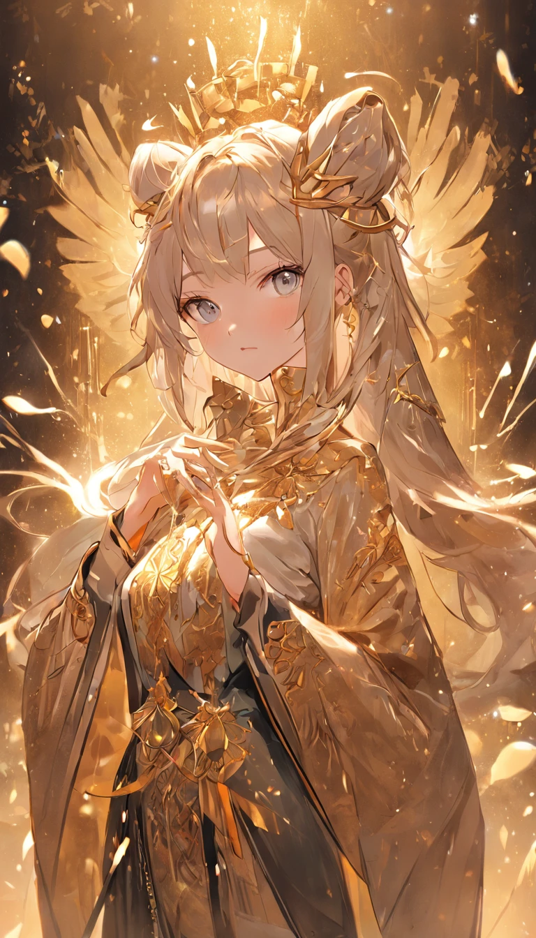 A woman with a golden crown and wings on her head - SeaArt AI