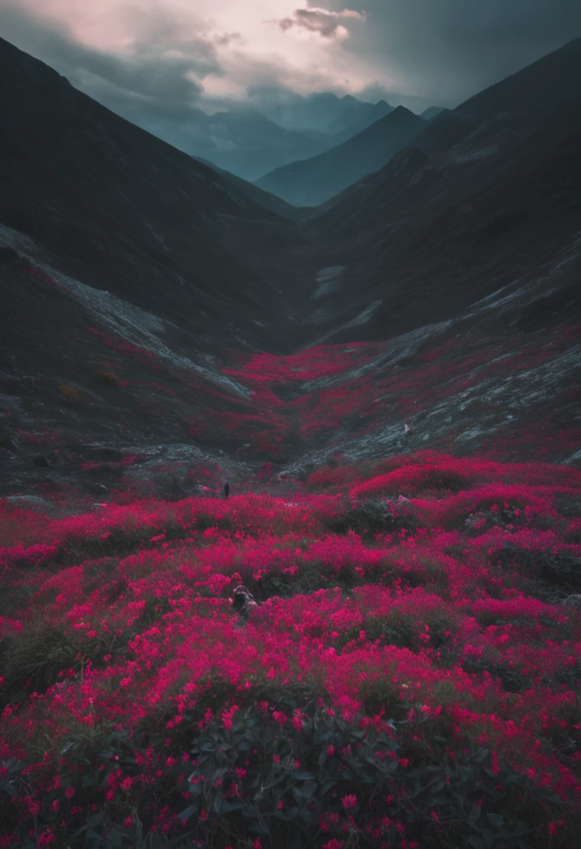 A flower blooms in blood，Blood nourishes its soil，It is bathed in darkness，Blossom with its unique beauty and mystery，It tells its own story。