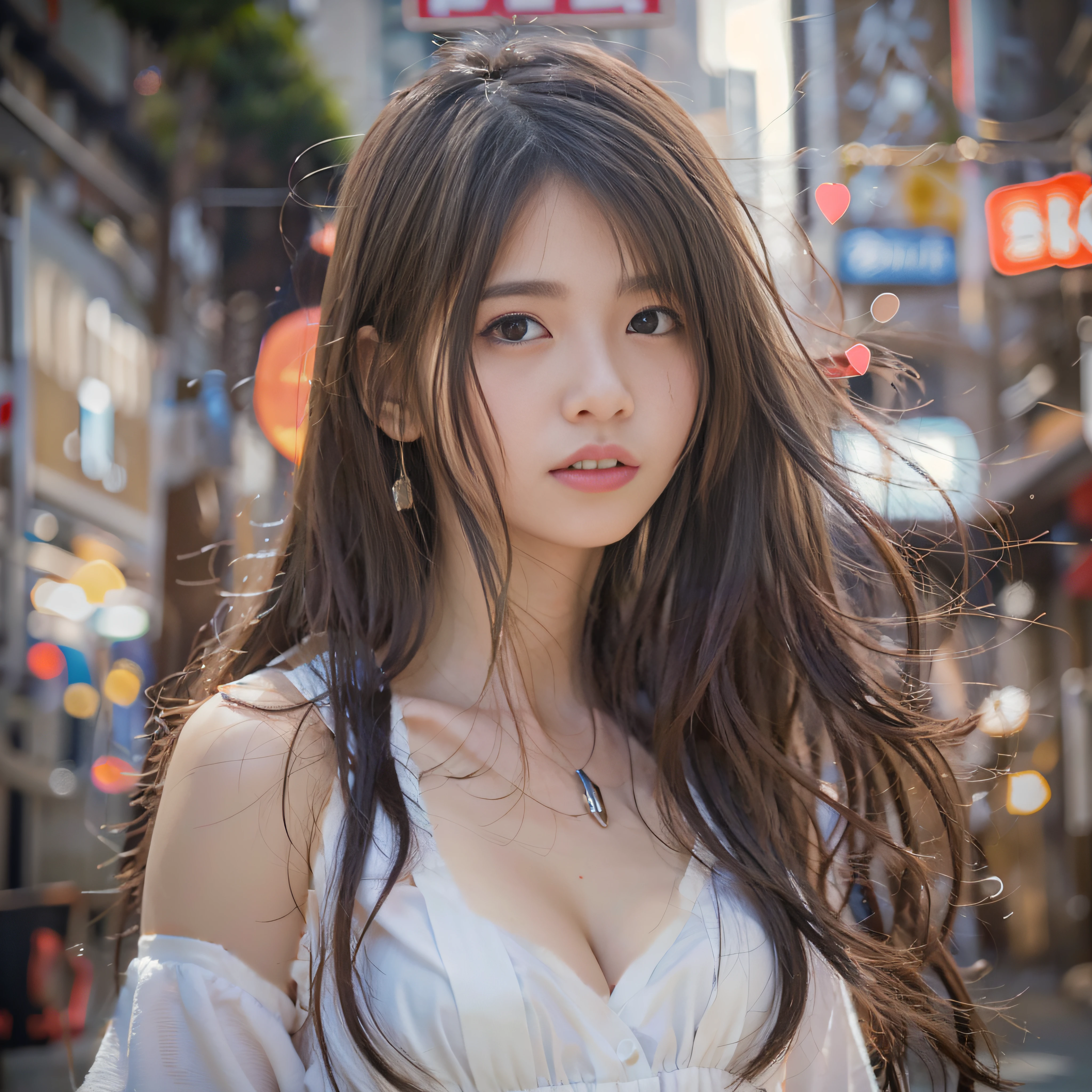 Black tube top、Wavy Hair、