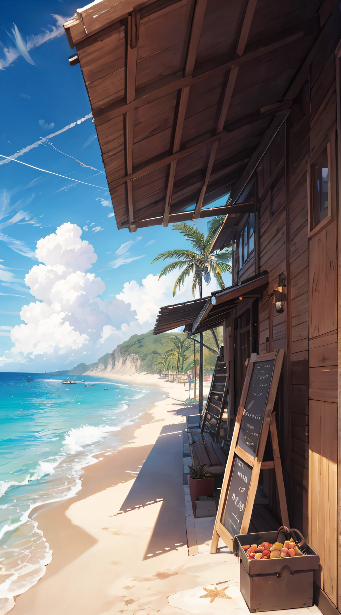tmasterpiece，best qualtiy，Very detailed CG unity 8K wallpaper，Most Best Illustration，Best shadow，naturey，Blue sea sand，and the sun was shining brightly，The line of sight runs parallel to the beach：1.15，Many umbrellas，NOhumans
