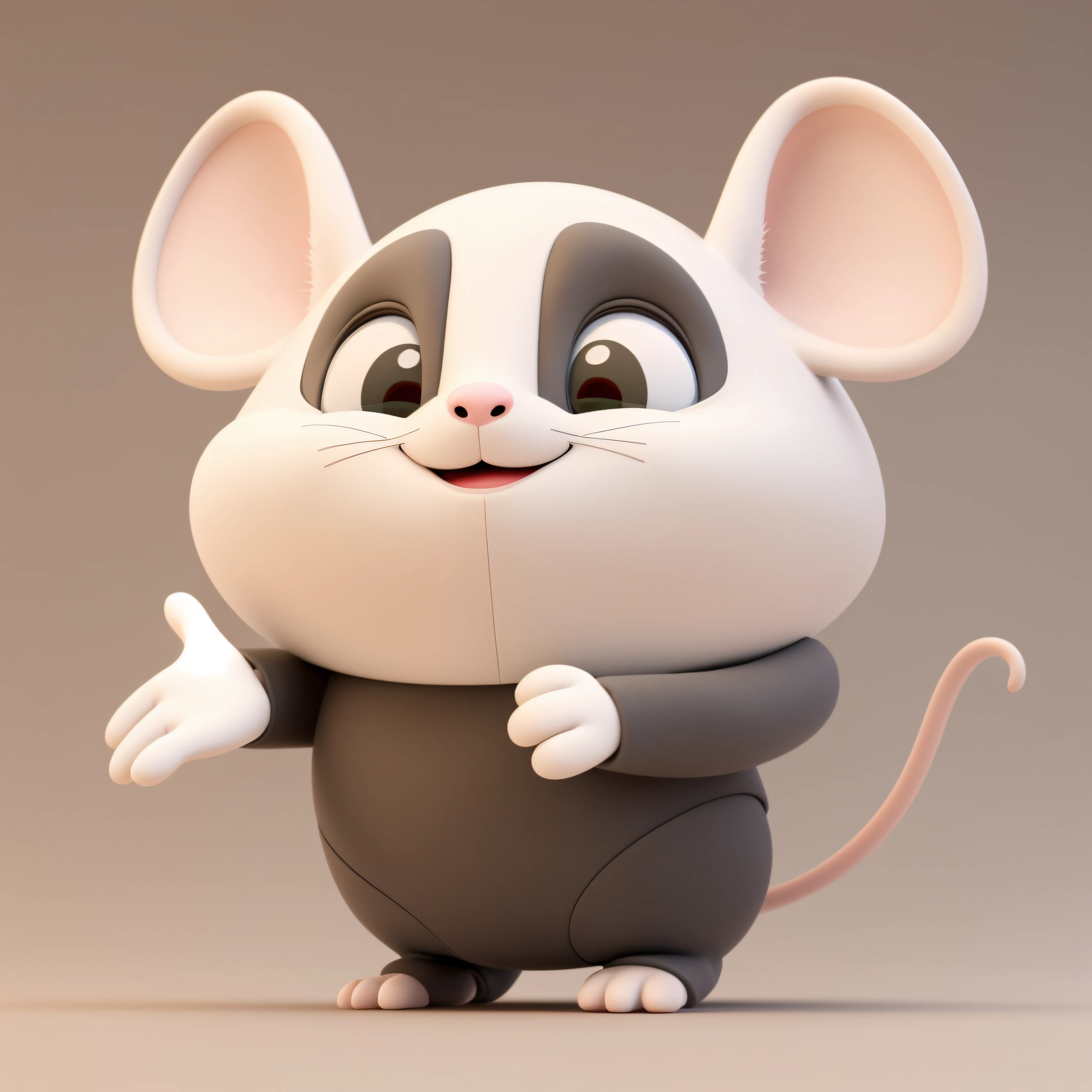 Cartoon mouse character with outstretched arms，opens his eyes wide, cute 3 d render, Cute cartoon character, anthropomorphic turtle