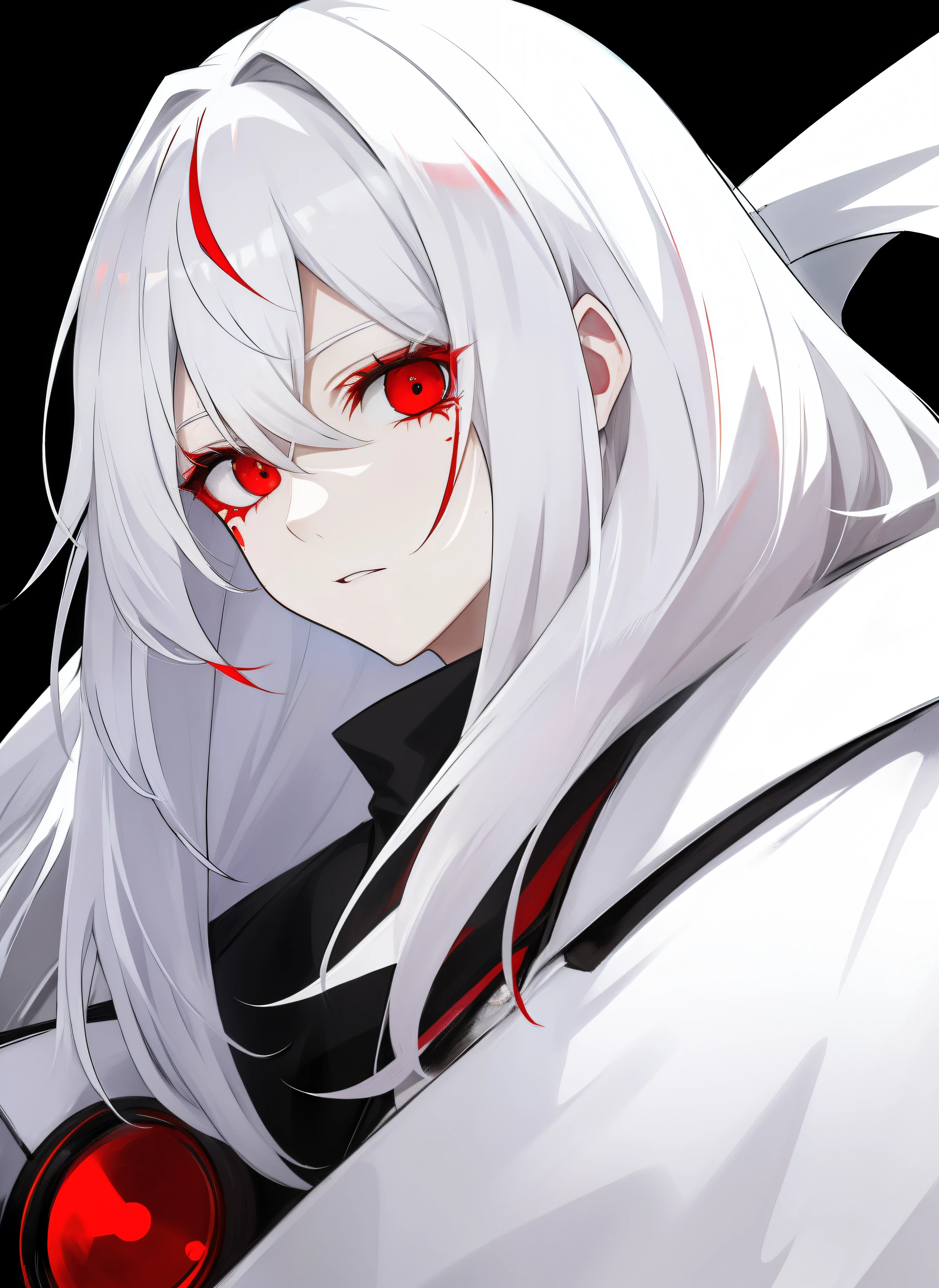 Shoto Todoroki from My Hero Academia red eyes and white hair, pale skin. Looking directly at the viewer