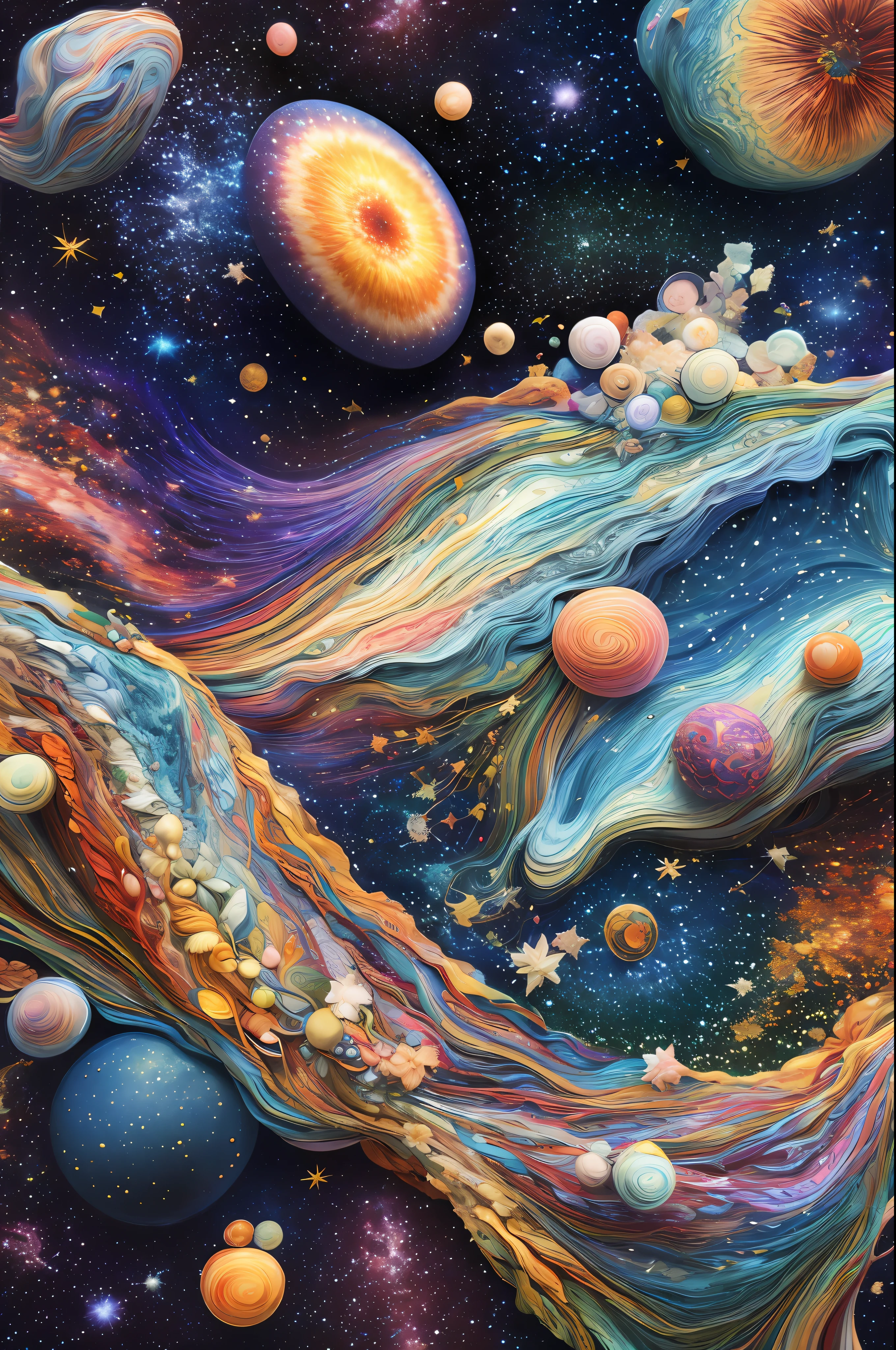 Best quality, masterpiece, ultra high res, (photo realistic:1.4), surrealism, dream-like,
Backward Galaxy, ((abstract art)),
Embroidery,