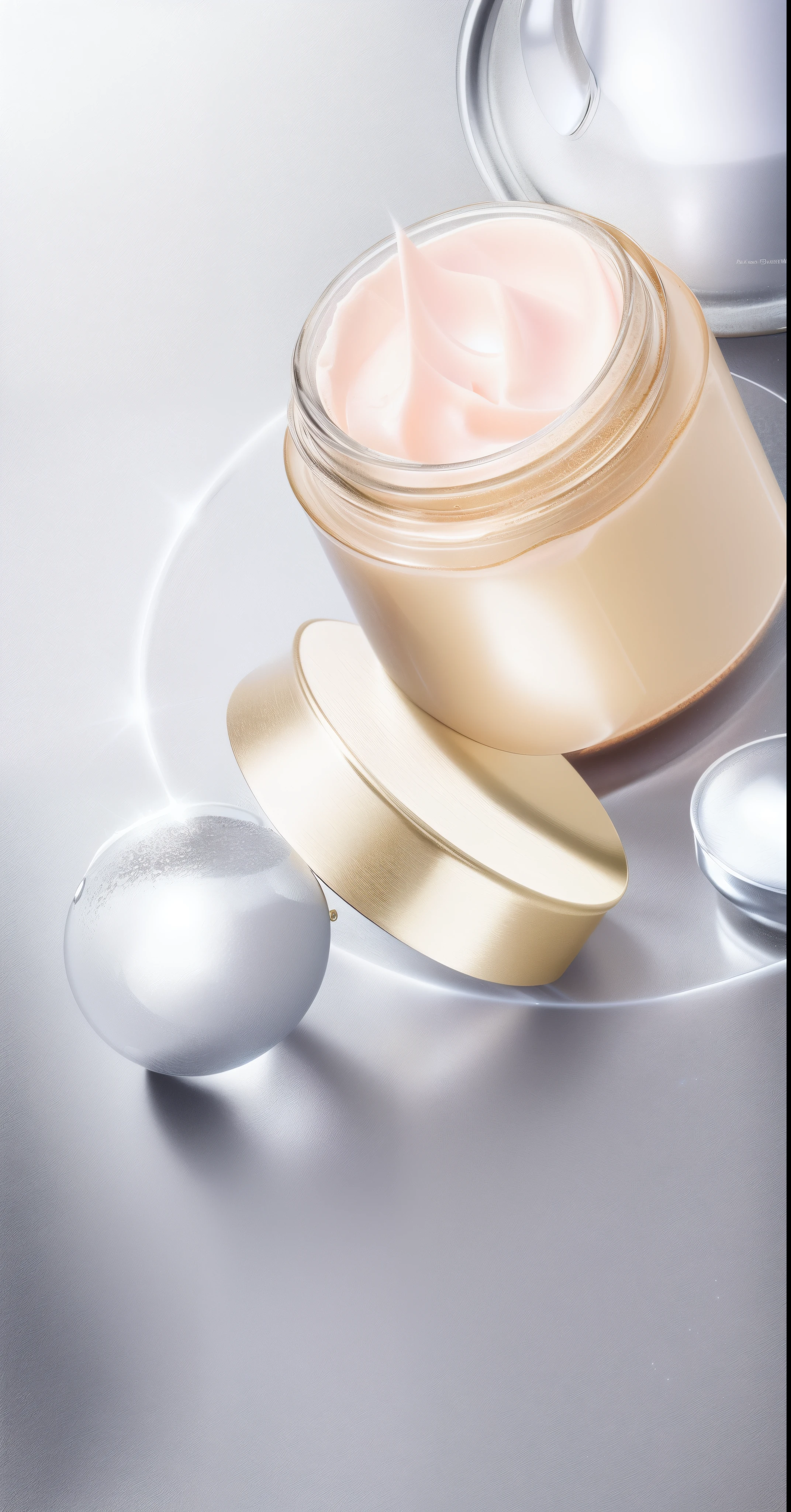 A close-up of a jar of cream sits on the table, hyper realisitc, photorealistic illustration, high quality topical render, Ultra photo realsisim, Hyper-realistic, hyper - realistic, exquisitedetails, hyper - realistic render, hyper realistic rendering, Close portrait, gold, hyper realistic rendering, hyper realistic detailed rendering, swarovski, high detal, photoreal render