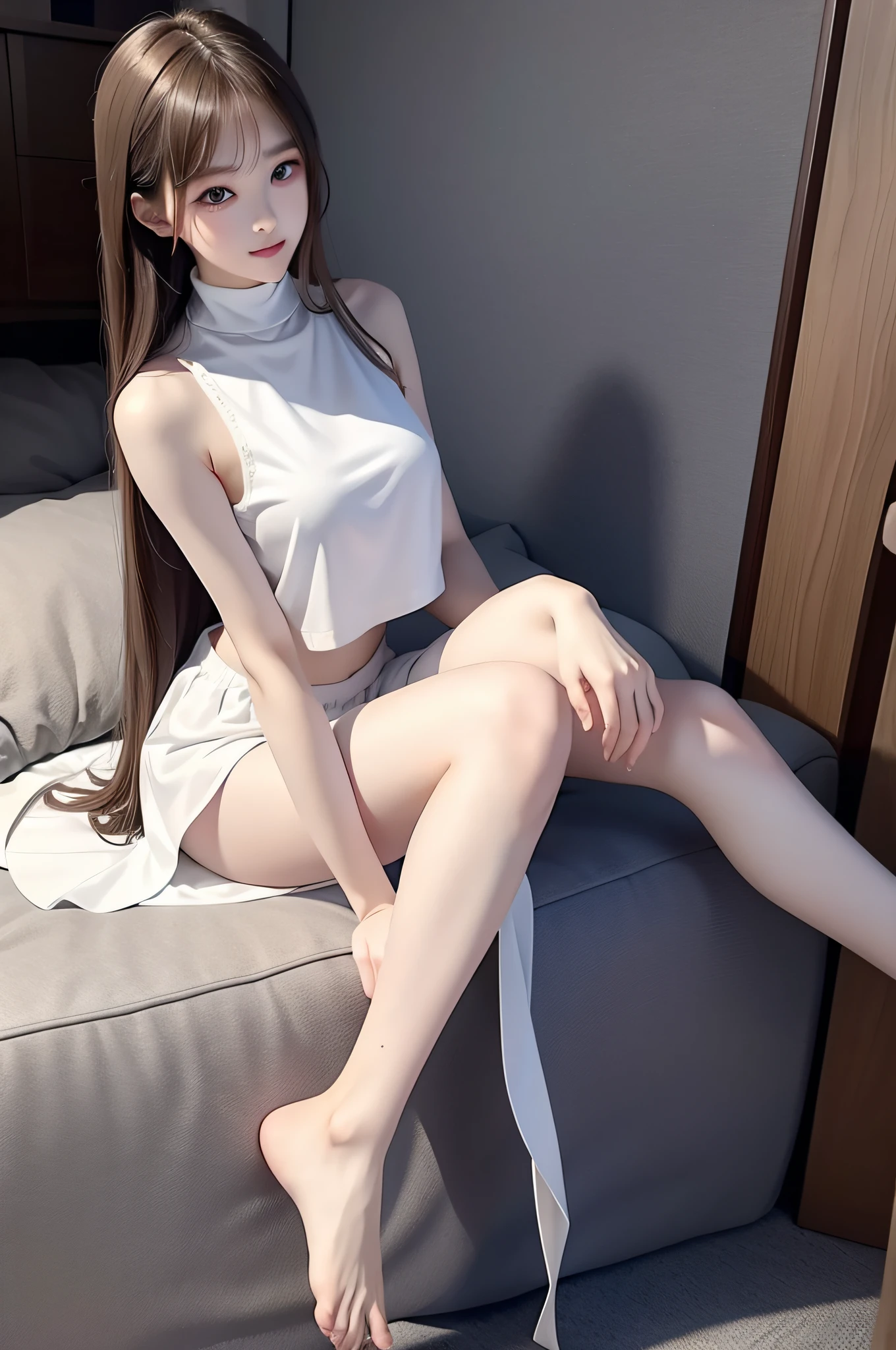 It's all soaked，The flesh-colored stockings on the legs were also all soaked。She put her feet on the soft bed，The fair and beautiful silky feet are constantly stirring，Around the feet，He was also drenched in dripping sweat。