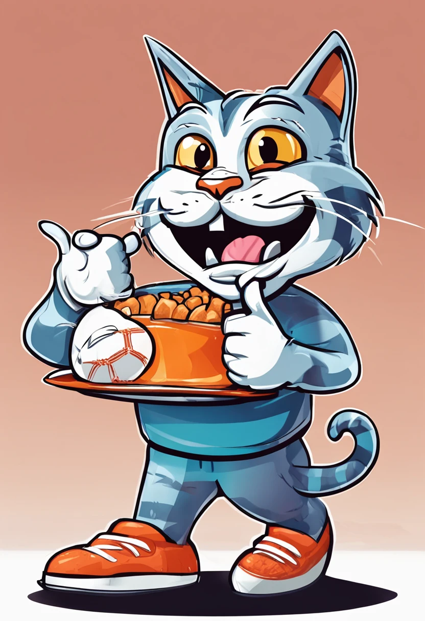 Cartoon cat holds a plate and gives a thumbs up, 1024x1024, football mascot, sports mascot, sports team mascot, 😃😀😄☺🙃😉😗, mascot illustrations, Cute cartoon character, high school mascot, 2995599206, 1614572159