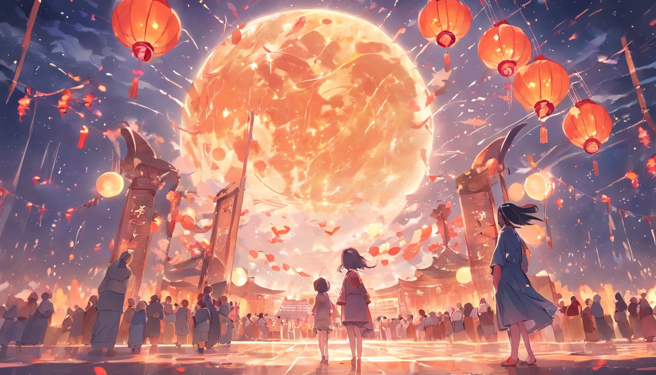 Mid-Autumn Festival、Moon、themoon、Star of the Sun、Mooncake stalls、Concert、band、fire works、UAVs、environment friendly、tradit、celebrating、enviroment、Plaza、The bear goes to the moon、forest、Critters、Bamboo lanterns、the night、celebrating、Artistically、device、decor、castoff、save、resource，high definition resolution
