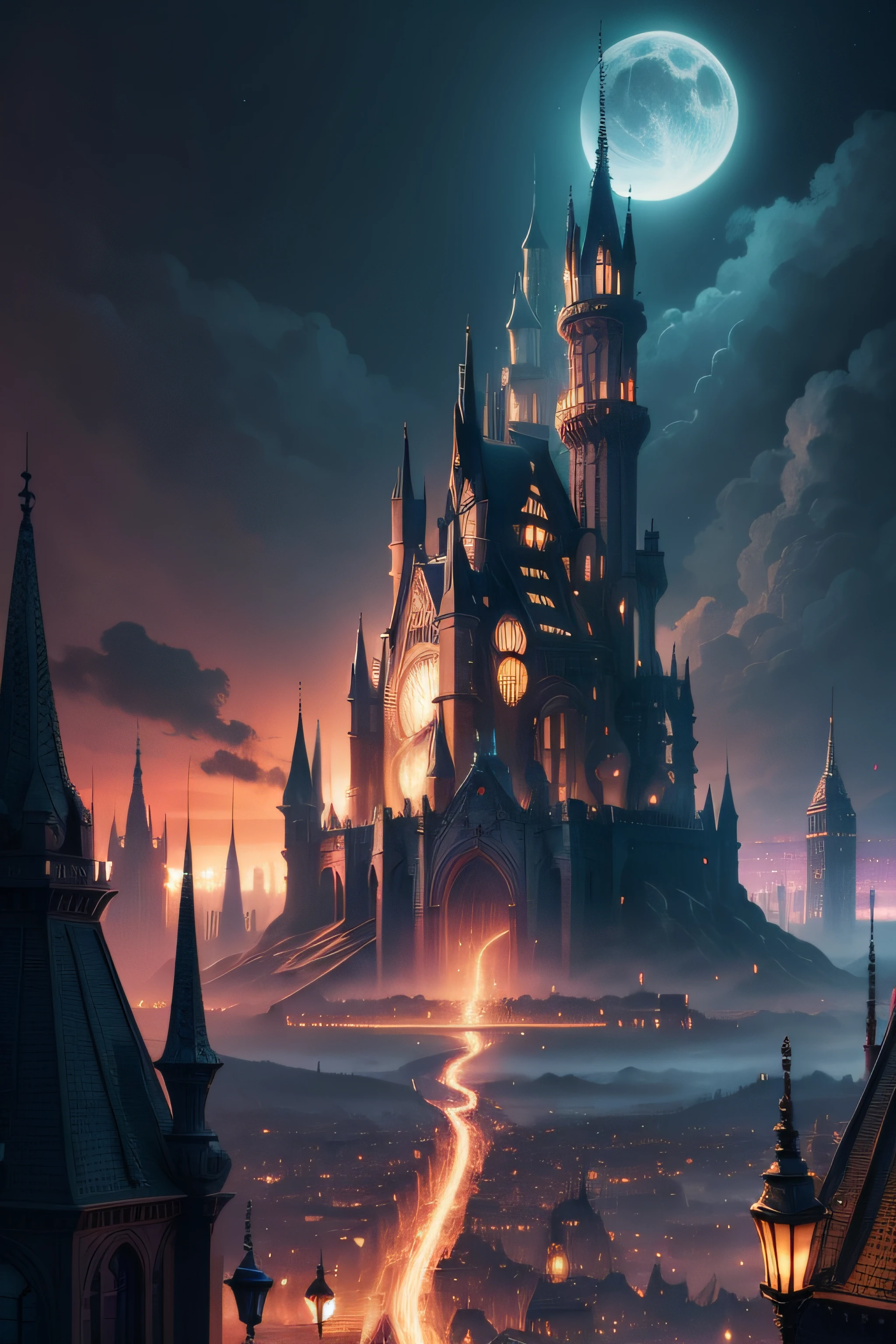 fantasy city at night
