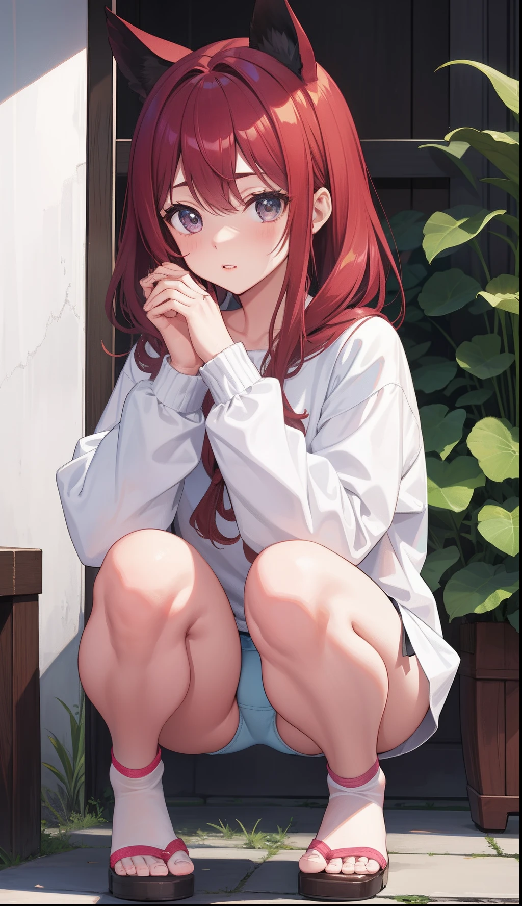 1girl in、AS-Adult、Underwear、Cute underwear、Squatting panchira、In Serabuk、