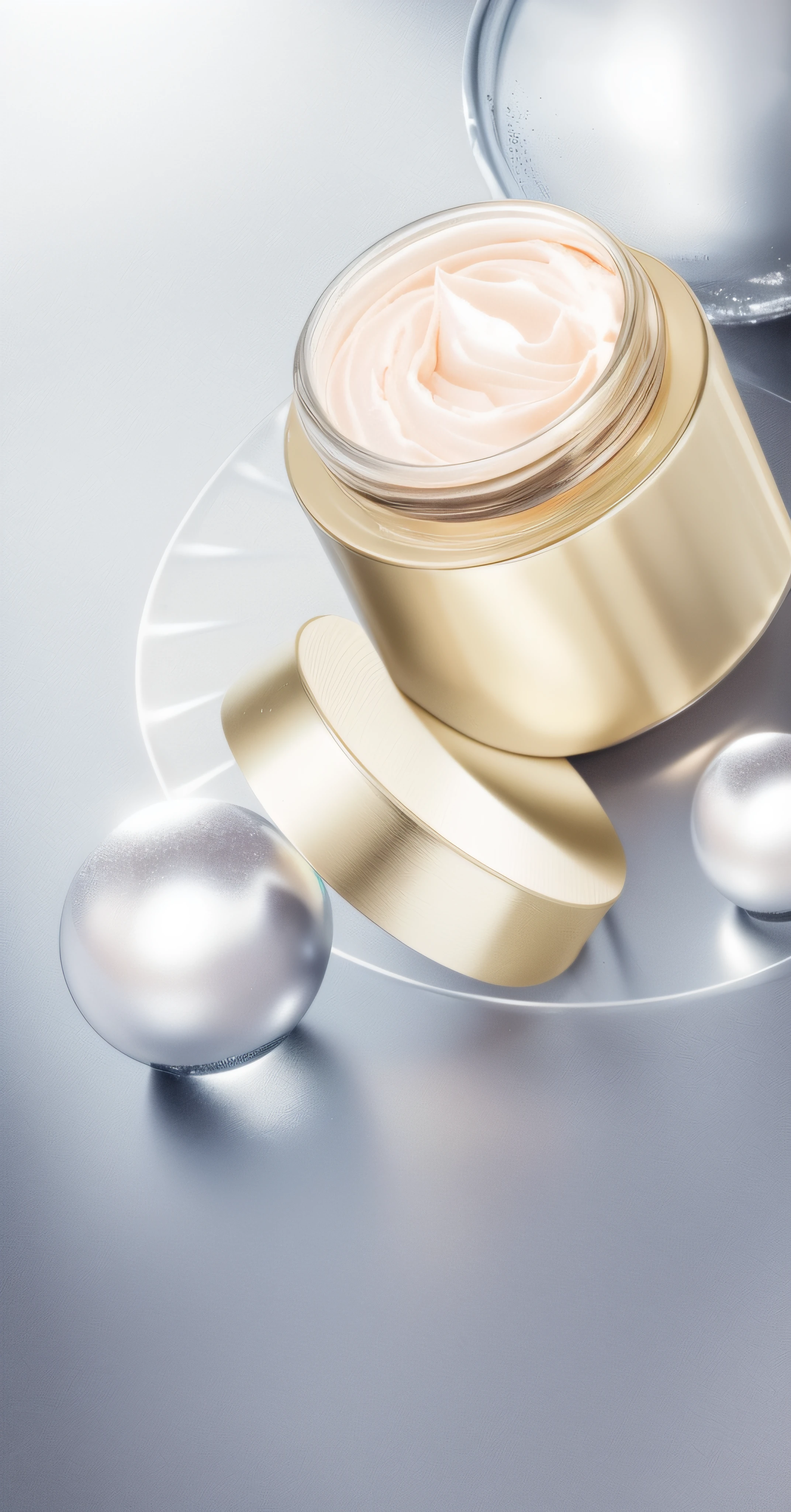 A close-up of a jar of cream sits on the table, hyper realisitc, photorealistic illustration, high quality topical render, Ultra photo realsisim, hyper - realistic, Hyper-realistic, exquisitedetails, hyper - realistic render, hyper realistic rendering, Close portrait, gold, hyper realistic rendering, hyper realistic detailed rendering, swarovski, high detal, photoreal render