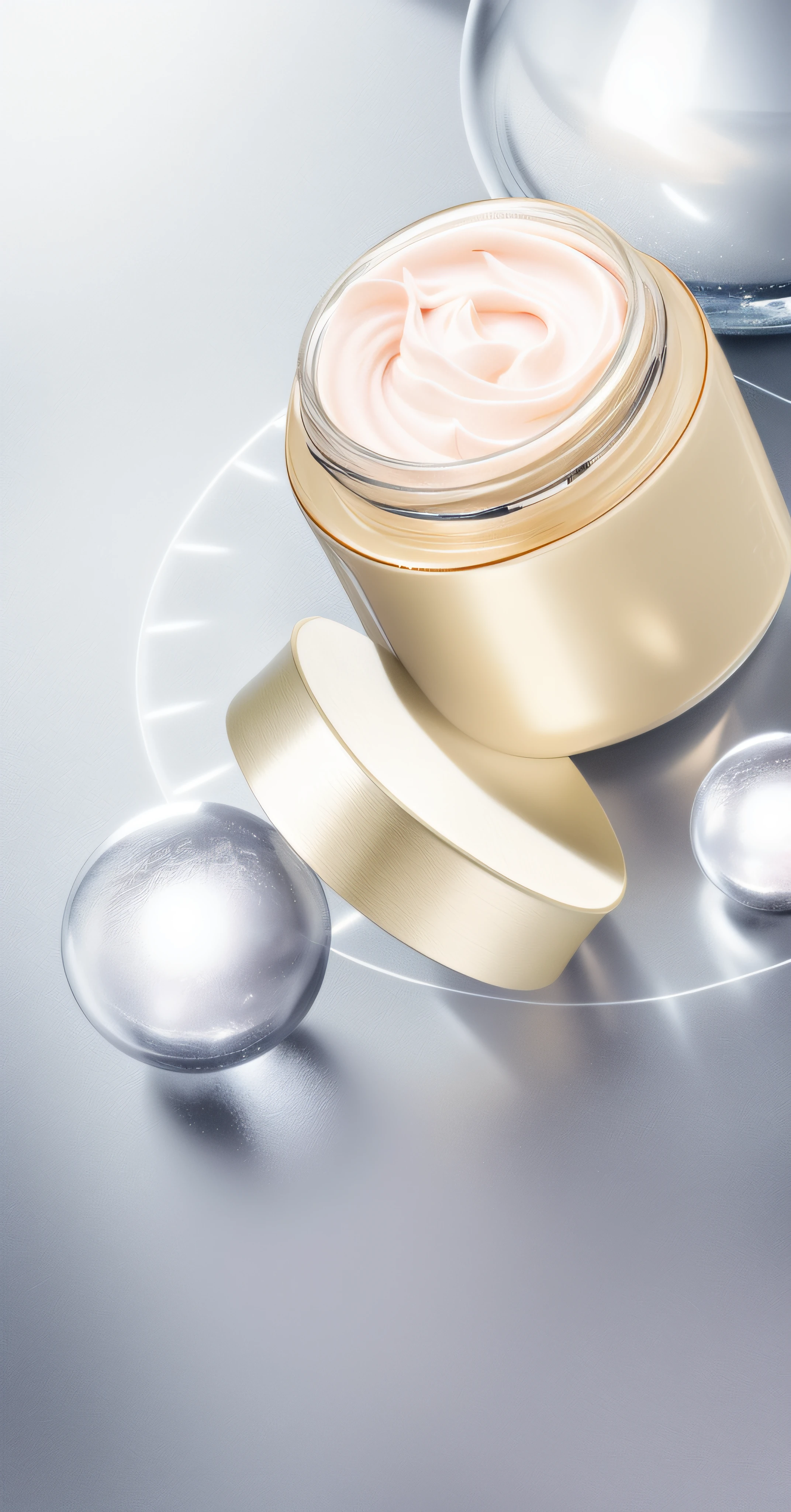 A close-up of a jar of cream sits on the table, hyper realisitc, photorealistic illustration, high quality topical render, Ultra photo realsisim, hyper - realistic, Hyper-realistic, exquisitedetails, hyper - realistic render, hyper realistic rendering, Close portrait, gold, hyper realistic rendering, hyper realistic detailed rendering, swarovski, high detal, photoreal render