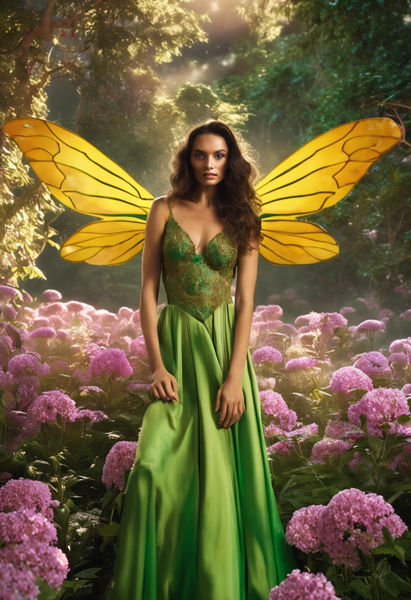 Uma fada bela, linda de olhos verdes. A dream fairy in a land of imagination.
