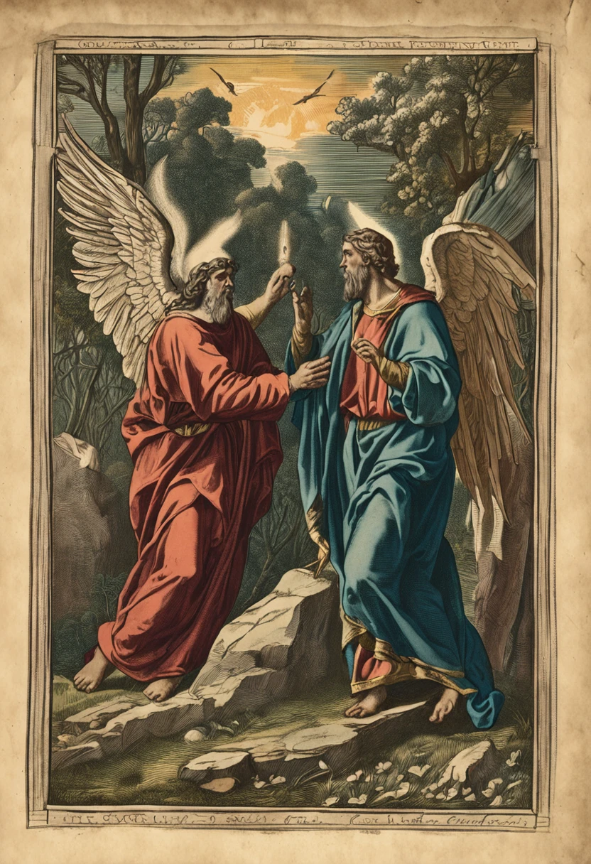 meeting of two angels with Lot, man of faith of the Old Testament of the Bible, fear of God and obedience to his commandments