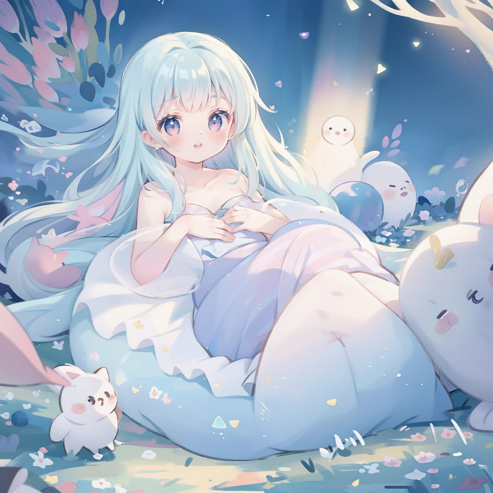 masterpiece, best quality, 8k resolution, sharp focus, intricate detail, beautiful girl, sparkling eyes, golden ratio face, otherworldly liquid, watercolor, pastel colors, bright colors, whimsical, colorful, sharp focus, high resolution, fine detail, princess fantasy flowing ballgown, ((round eyes)), iridescent bubbles, castle landscape in background