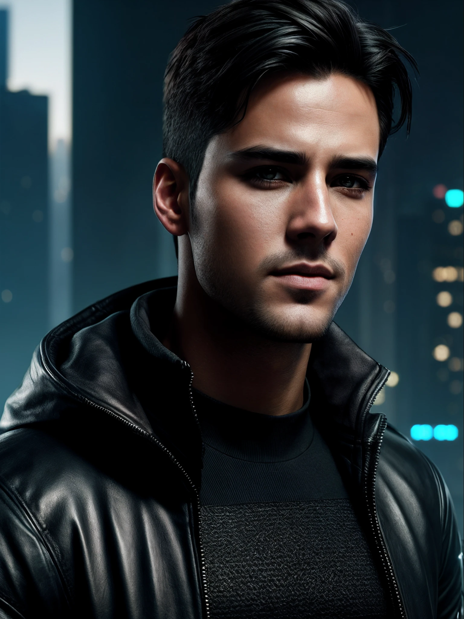 Change background cyberpunk handsome boy, realistic face, 8k, ultra realistic,