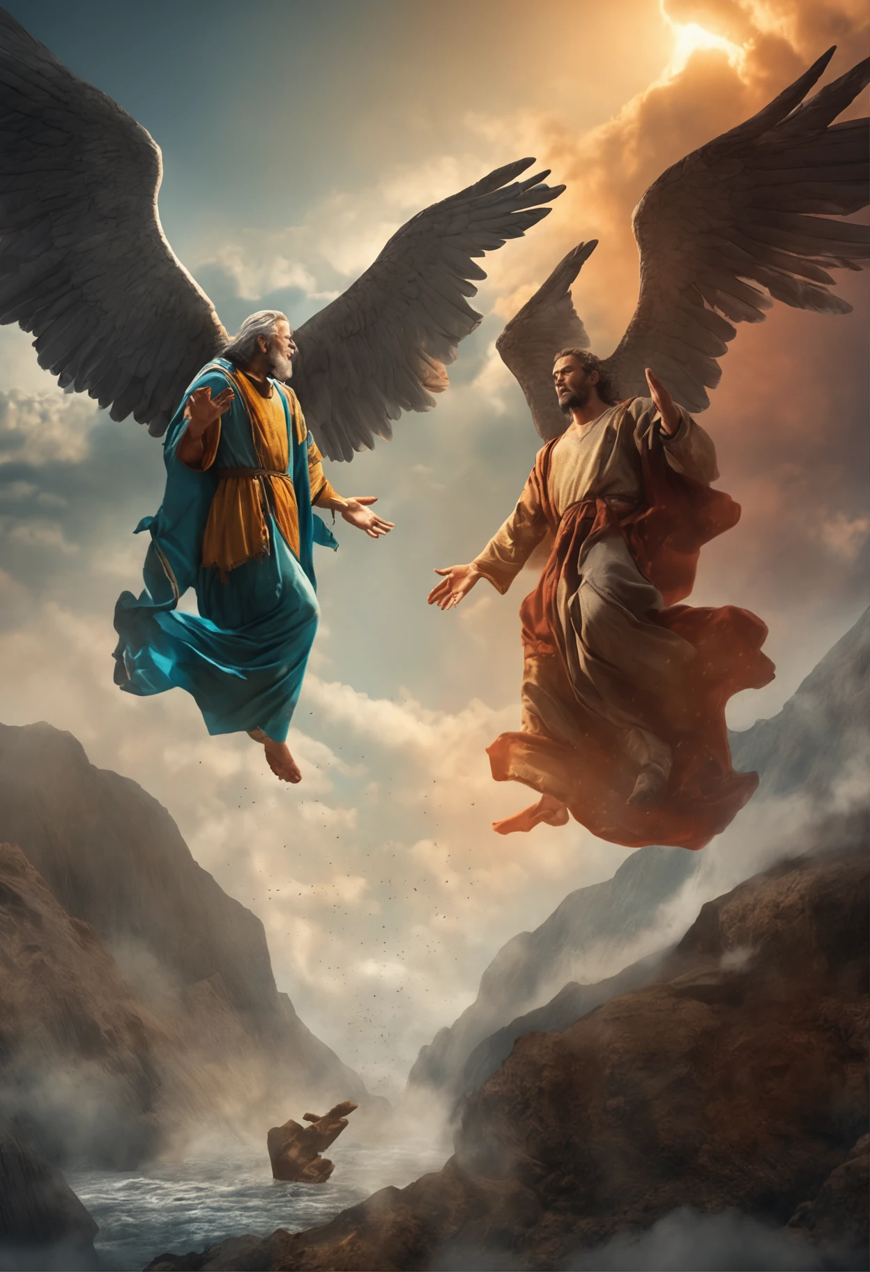meeting of two angels with Lot, man of faith of the Old Testament of the Bible, fear of God and obedience to his commandments