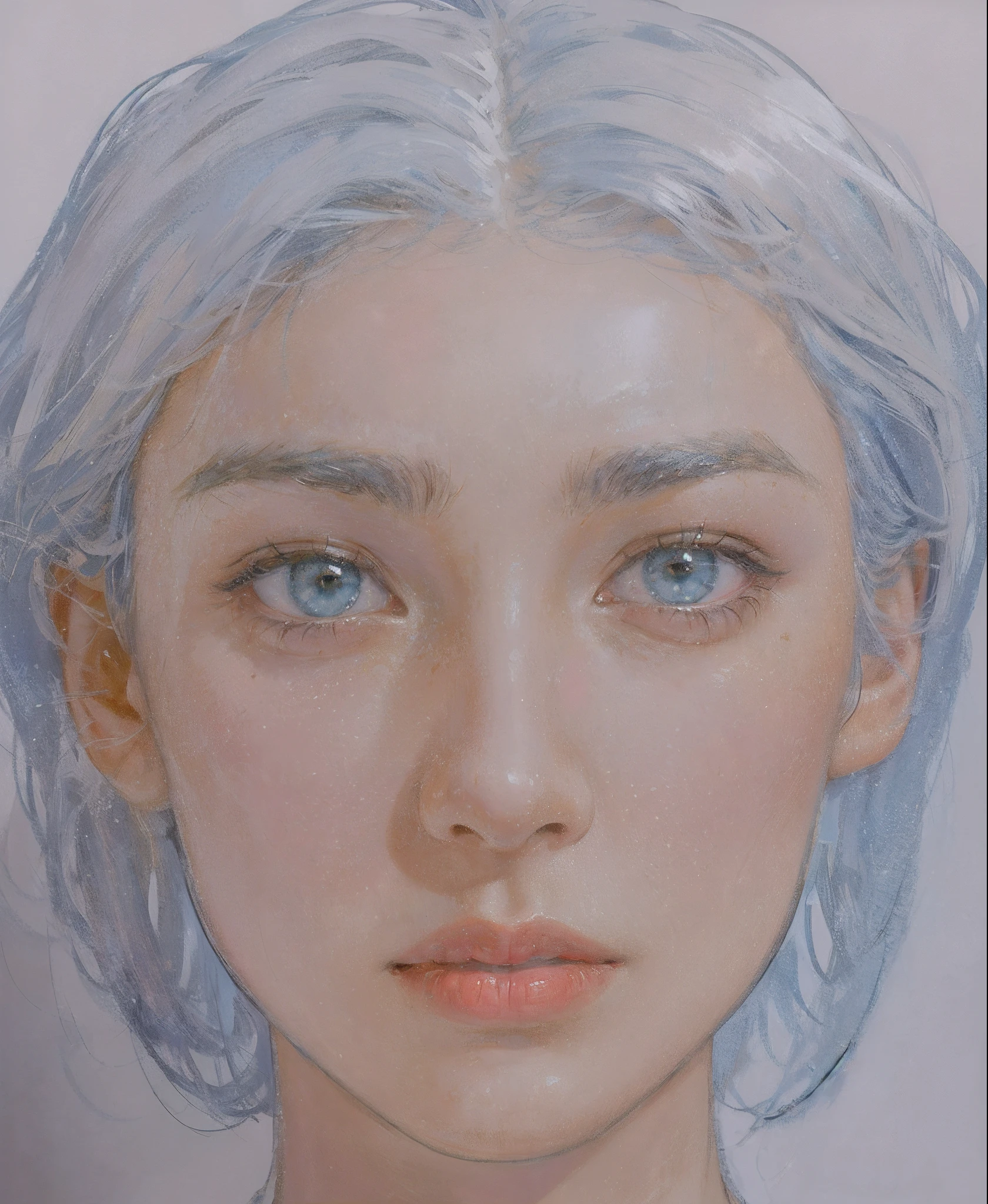 Hyperrealist portrait of female by david hockney and alphonse mucha,fantasy art, photo realistic, dynamic lighting, artstation, poster, volumetric lighting, very detailed faces, 4 k, award winning,, 1girl, in the dark, deep shadow, low key,cowboy shot,(official clothing:1.4) ,long hair,white hair,