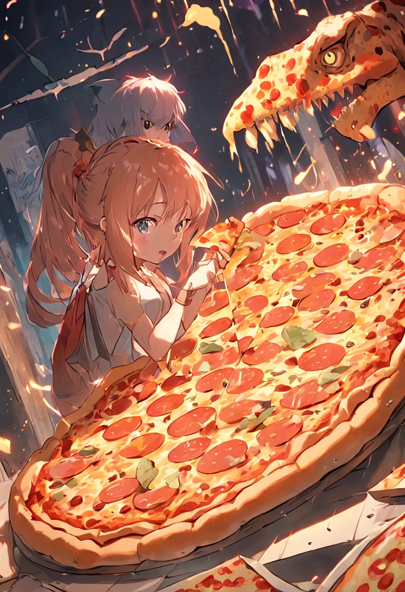 Pizza and dinosaur combined combination，cute big breasts，