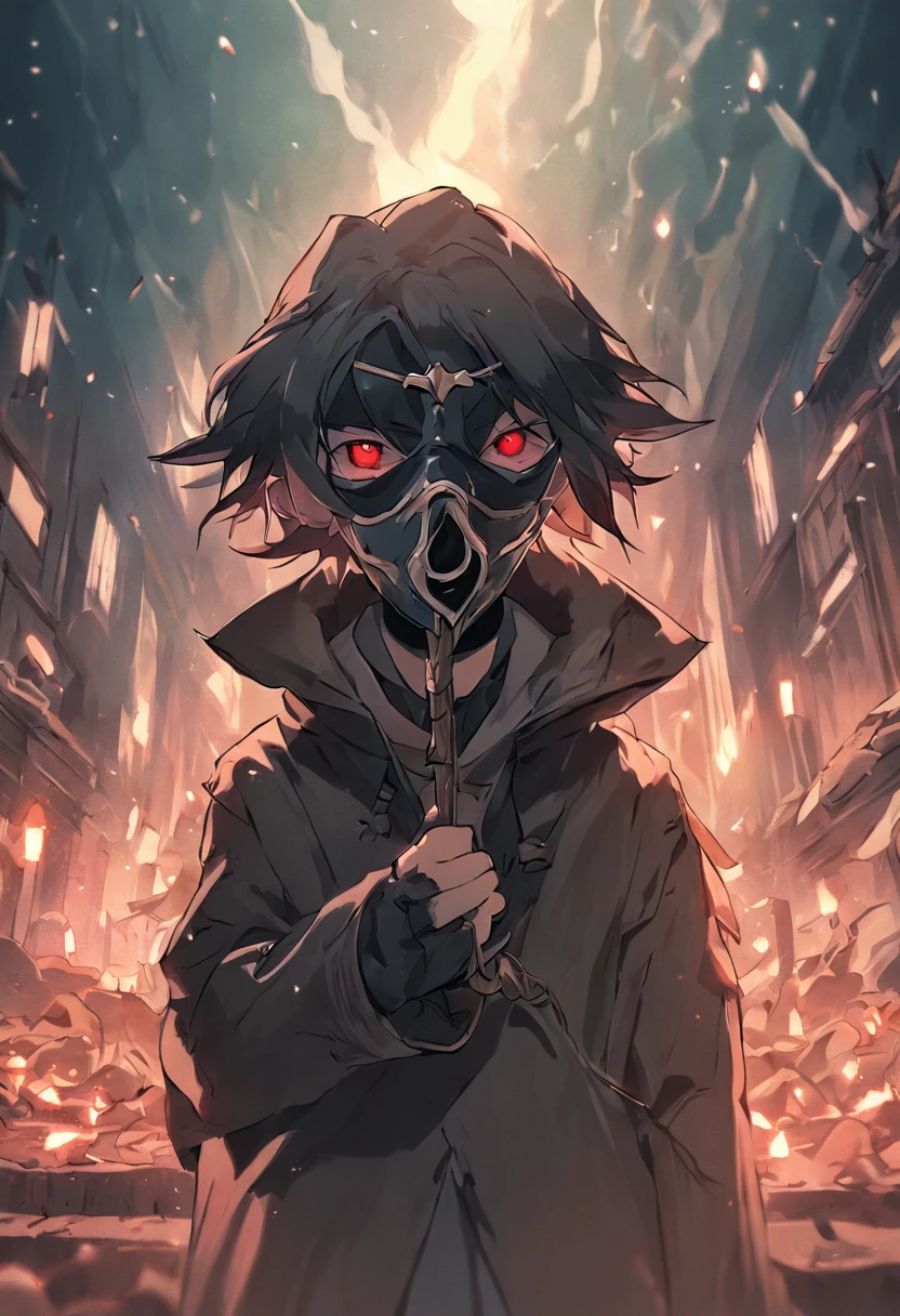 holding plague mask, 4K HD Illustration, boy, cartoon