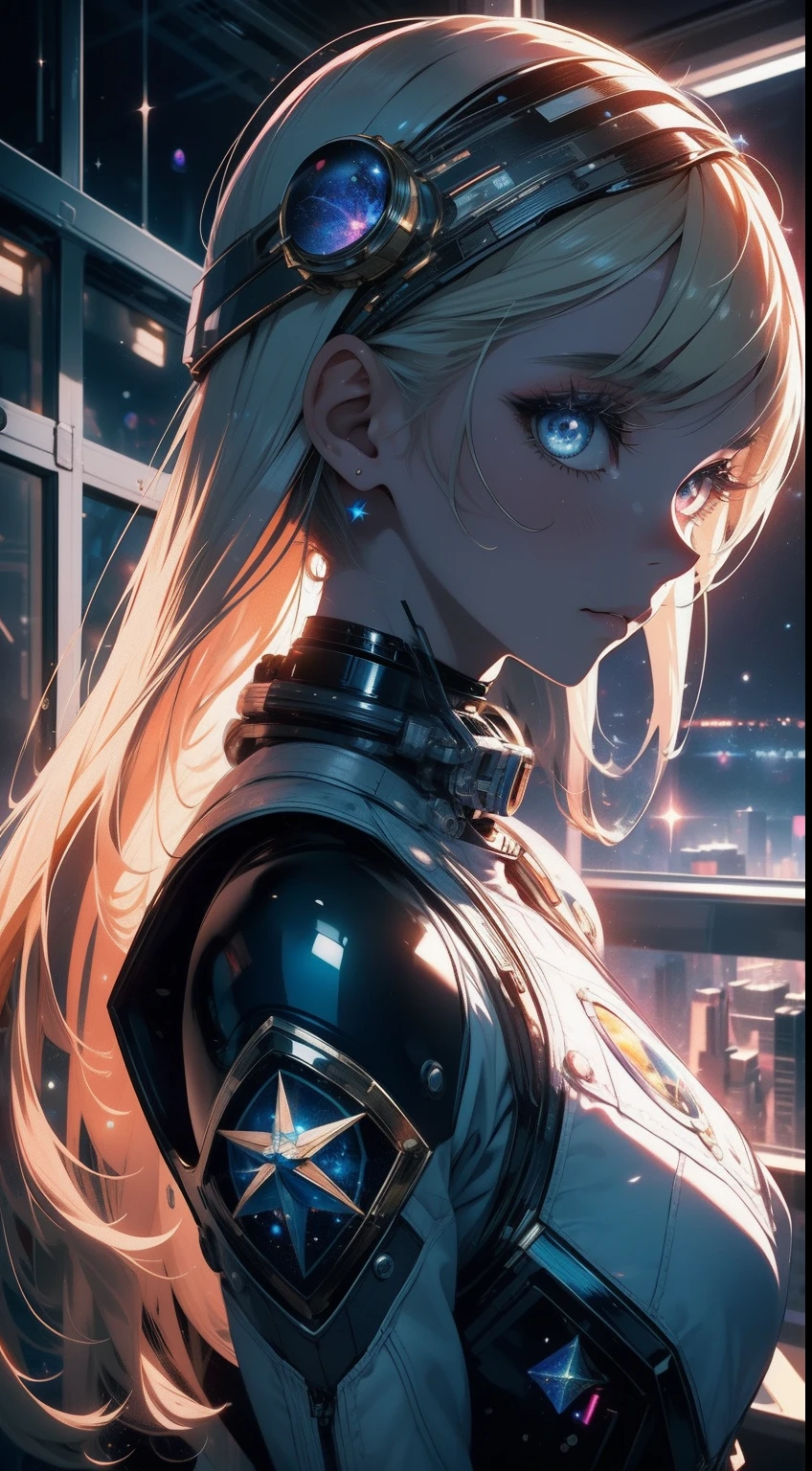 space girl,space suit, space, masterpiece, best quality, technological, high tech, intricate, detailed, absurdes, 1girl, cute, perfect face, space, window, gorgeous, star dust,cosmic, wallpaper, cinematic,compsition, colorful, perfect eyes, sensual,magic, dimensions, stardust, futuristic