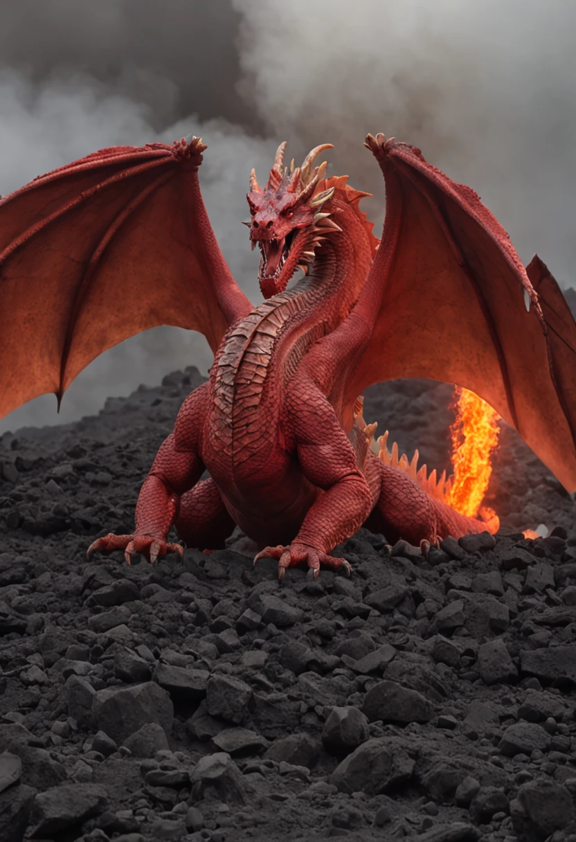 In the heart of a raging volcano, A magnificent vision unfolds. A majestic red dragon emerges from the burning depths, suas escamas cintilam com um calor intenso. The dragon's wings extend wide, projetando uma sombra sobre a lava derretida abaixo. Seus olhos, Brilhando como brasa, They exude a sense of power and wisdom. The intricate details of its scales and the sharpness of its claws are a testament to its strength and beauty. The flames that dance around your body create a mesmerizing display of light and color. This artwork captures the awe-inspiring presence of a red dragon in the middle of a volcanic eruption, uma verdadeira obra-prima que combina os elementos do mito e da natureza. --ar 1:1--V 5.1