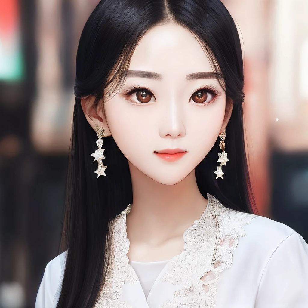 exquisite facial features,Fair and supple skin,The eyebrows are slender and picturesque,Eyes twinkle like stars,The whole face is delicate and beautiful,So out of the ordinary。