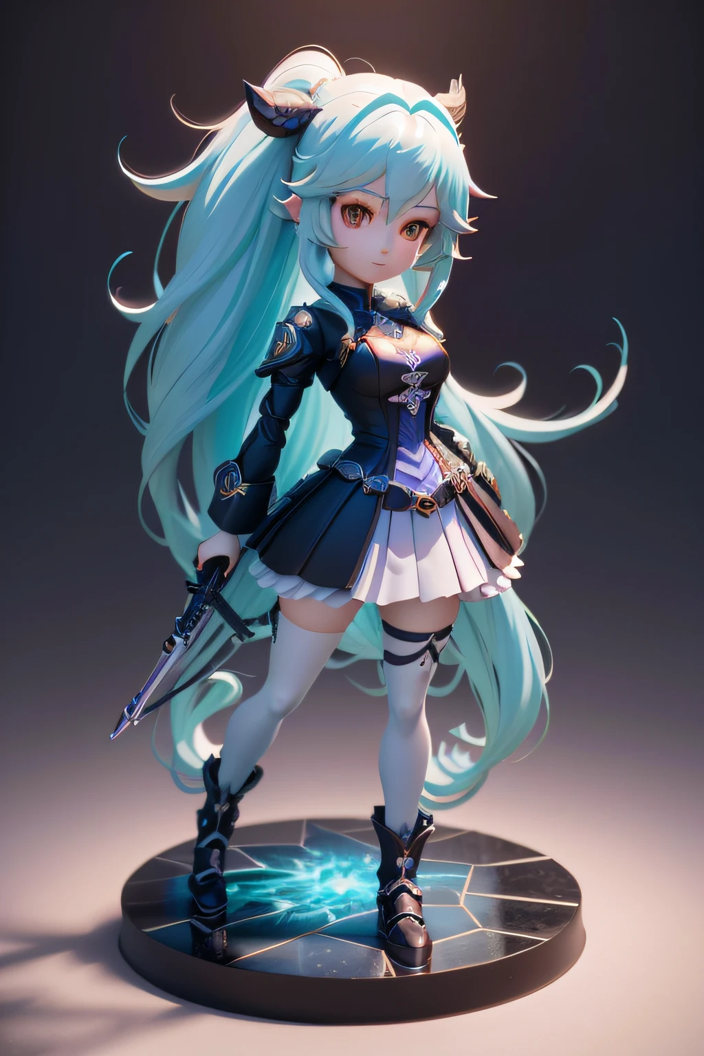 Close-up of statue of long-haired woman, anime styled 3d, render of a cute 3d anime girl, 8K high quality detailed art, Stylized anime, 3d anime girl, 3 D rendering character art 8 K, style of anime4 K, 3 d render official art, Badass anime 8 K, highly detailed character