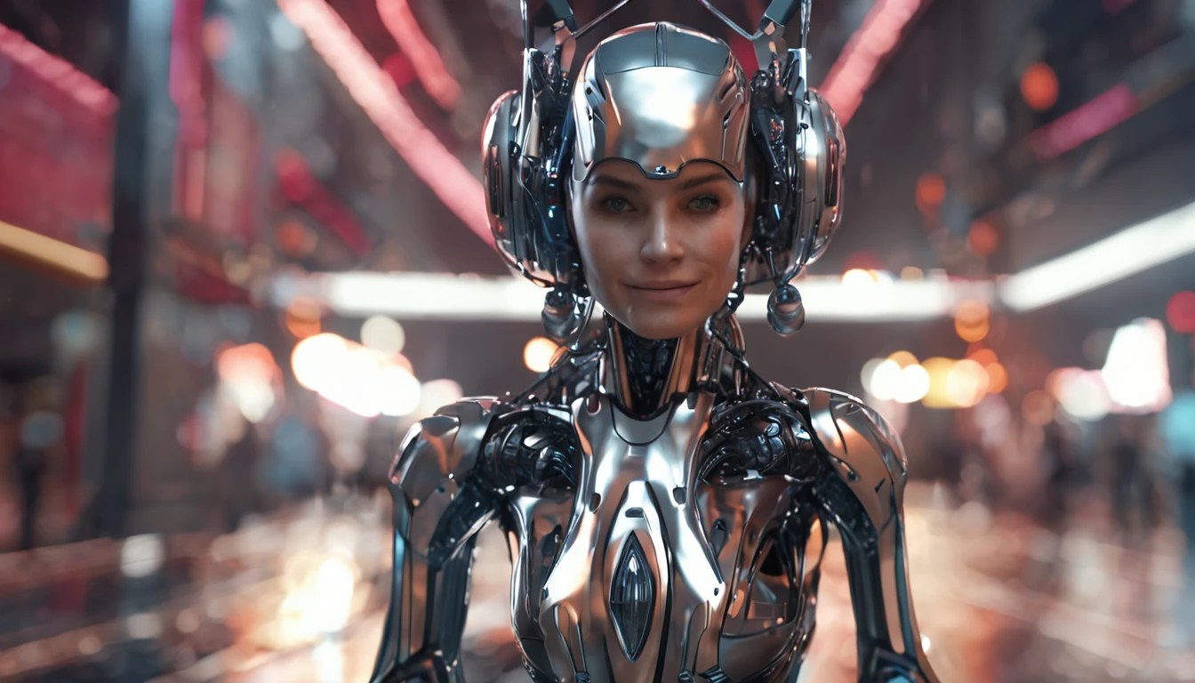 professional 3d render:1.3) af (Realistic:1.3) most beautiful artwork photo in the world，Features soft and shiny cyber robot girl, ((robotic body structure, half robot, in the style of precisionism influence, dark silver and light red, photorealistic eye, baroque fusion, dynamic pose, furturism, Majestic cluttered environment)), full body 8k unity render, action shot, skin pore, Detailed, Detailed face, (vibrant, photograph realistic, Realistic, Dramatic, Dark, Sharp focus, 8K), (Intricate:1.4), decadent, (Highly detailed:1.4), Digital painting, rendering by octane, art stations, concept-art, smooth, Sharp focus, illustration, Art germ, (loish:0.23), wlop ilya kuvshinov, and greg rutkowski and alphonse mucha gracias, (Global illumination, Studio light, volumettic light), heavy rain, particles floating, lotr, fantasy, elf, full bodyesbian, ((Dark and ancient city background:1.3)),CGSesociety,art stations