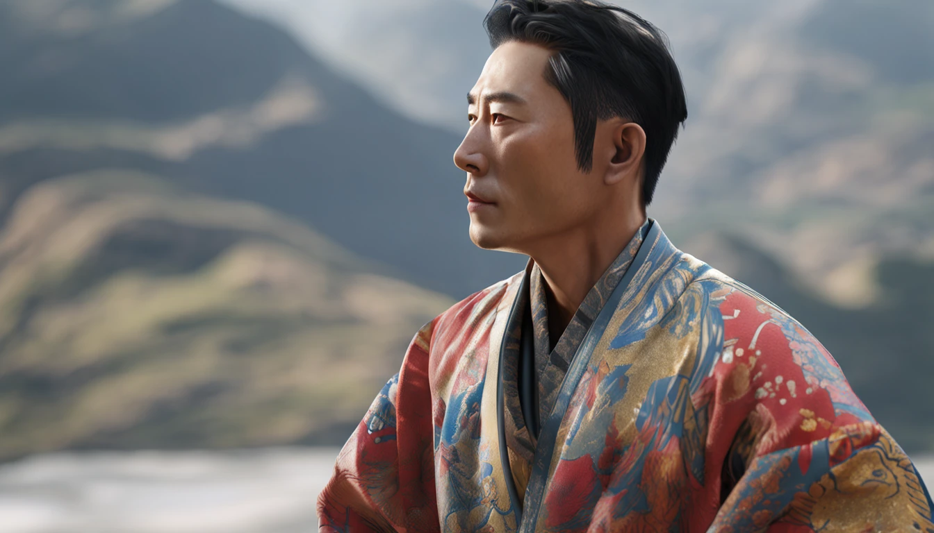 A masterpiece of detail and dynamics, Highly detailed realistic man,asian man,二重まぶた, At the top of the mountains, ultra-realistic realism, Wear highly detailed Pop Art style clothing,, Arm details, mano, The fingers are very clear, nase, The eye, cparted lips, haar, gradients, White text, Simple minimum. f/4, 16:9, Ultra HD 5S, sport, neoprene, behance contest winner, near-perfect, 《unsplash》Portrait in , Stylized digital art, lisses, hyper HD, Simple minimum, Stylized digital art, lisses, hyper HD, 12K, Motor Unreal 5, super sharp focus, An intricate masterpiece of art, Ominous, highly detailed, vibration