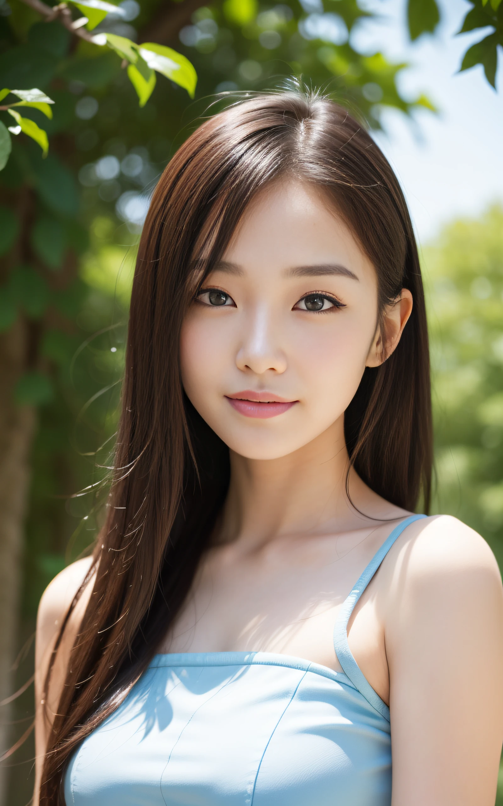 ((((top-quality))))、(((Ultra Precision CG16K Wallpapers)))、(((masterpiece)))、(((ultra-detailliert)))、(((Ultra-extreme details)))、1Man Woman、a matural female、a 25yo woman、((Korean Face))、((extremely beautiful face))、((K-pop idol、HAERIN:1.5))、((Straight Bob Hair:1.3))、(shinny hair)、Bangs up to the eyebrows、Beautiful brown hair、Beautiful delicate eyes、Brown eyes、raised eyebrows、lofty nose、small nostrils、Small mouth、seductive lips、slightly open mouth、Beautiful breasts、C-cup size breasts、cleavage of the breast、Plump body、perfectly proportions、perfect anatomia、perfect-composition、beautiful detailed shading、Beautiful natural lighting、Beautiful detail glow、depth of fields、(((a high chroma)))、(((realisitic:1.9)))、((Vivid:1.4))、((Beautiful skin))、((Skin texture))、((realisiticな皮膚感))、(((up close shot:1.5)))、((Frontal angle:1.5))、((a smile:1.4))、(Eyes looking at me)、Bright sunshine、(((standing in park:1.5)))、(standing pose)、(((Beige lace bikini bra clothing:1.5)))、
