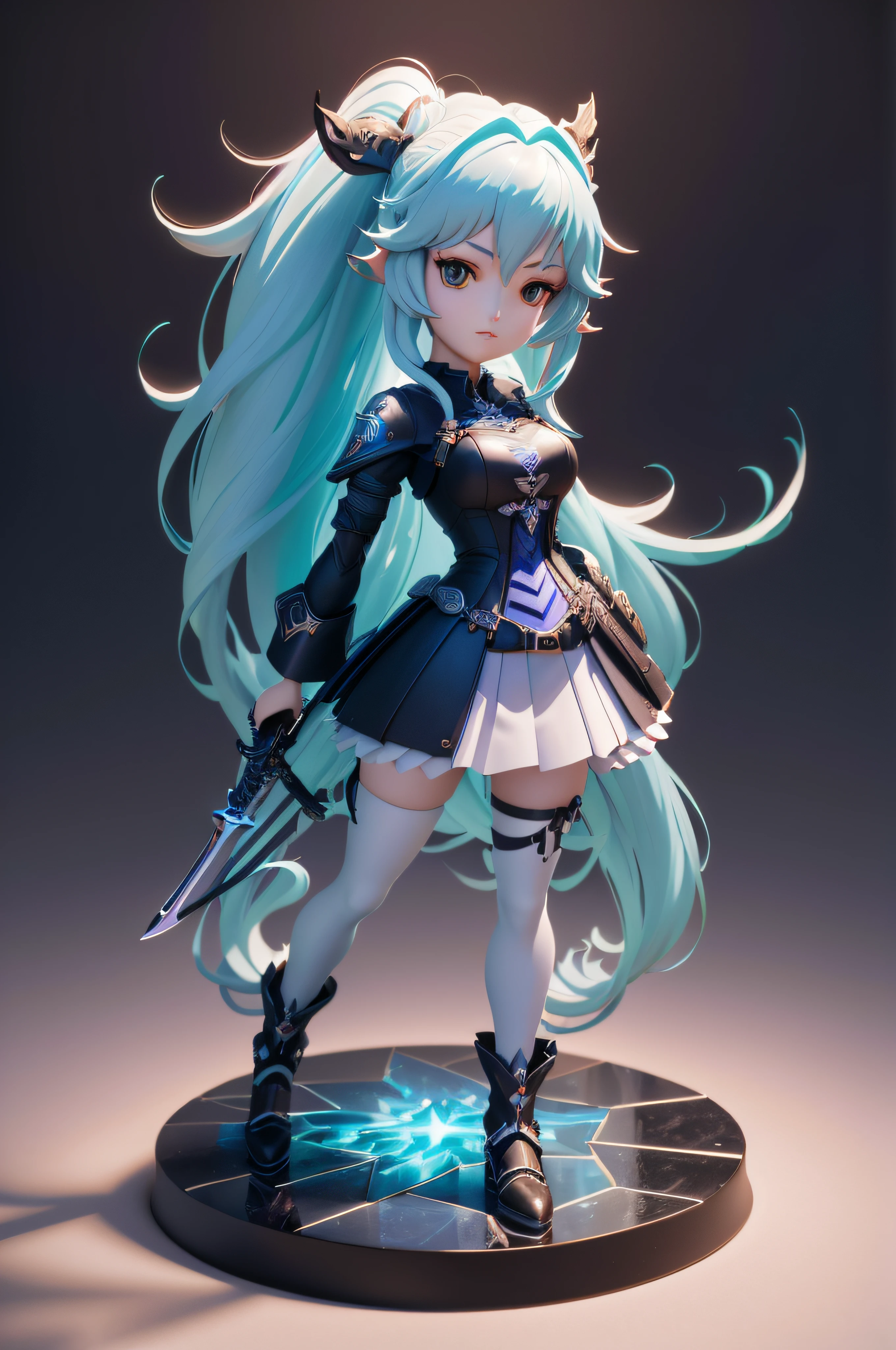 Close-up of statue of woman holding sword, 8K high quality detailed art, render of a cute 3d anime girl, Stylized anime, anime styled 3d, 3 D rendering character art 8 K, 8k octae render photo, 3 d render official art, 3d anime girl, Anime art wallpaper 8 K, From Arknights