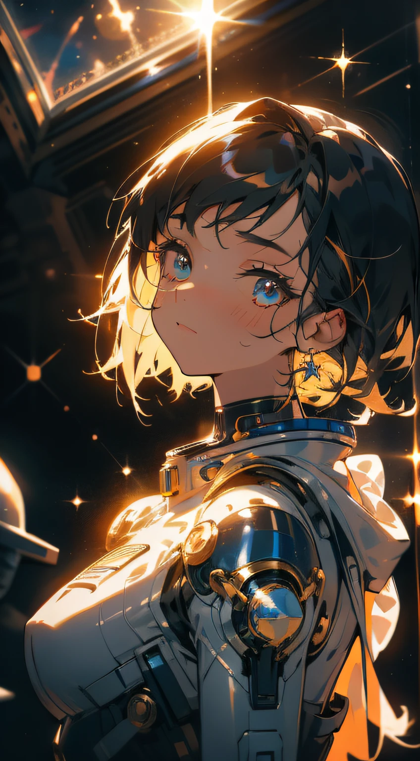 space girl,space suit, space, masterpiece, best quality, technological, high tech, intricate, detailed, absurdes, 1girl, cute, perfect face, space, window, gorgeous, star dust,cosmic, wallpaper, cinematic,compsition, colorful, perfect eyes, sensual,magic, dimensions, stardust, futuristic, backlighting, epic, fantasy