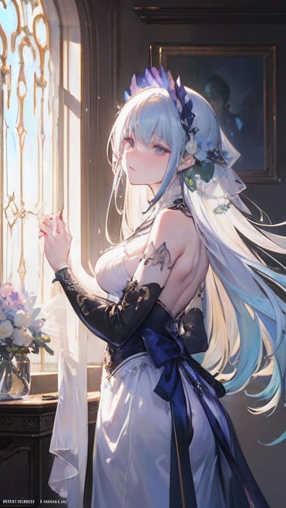 masterpiece、Detailed illustrations、最high quality、Exquisite、Anime Style、Wounded、Mostly hot beautiful albino girls with big breasts、20-year-old、whole body、profile、whole bodyピアス、whole bodyに詳細なタトゥー、Crystal Dress、A kind smile、Depth of written boundary、pixiv、oil、high quality、8K、delicate、Unreal Engine 5、Gorgeous、Super detailed、Edge Lighting、Very detailed、Fine details