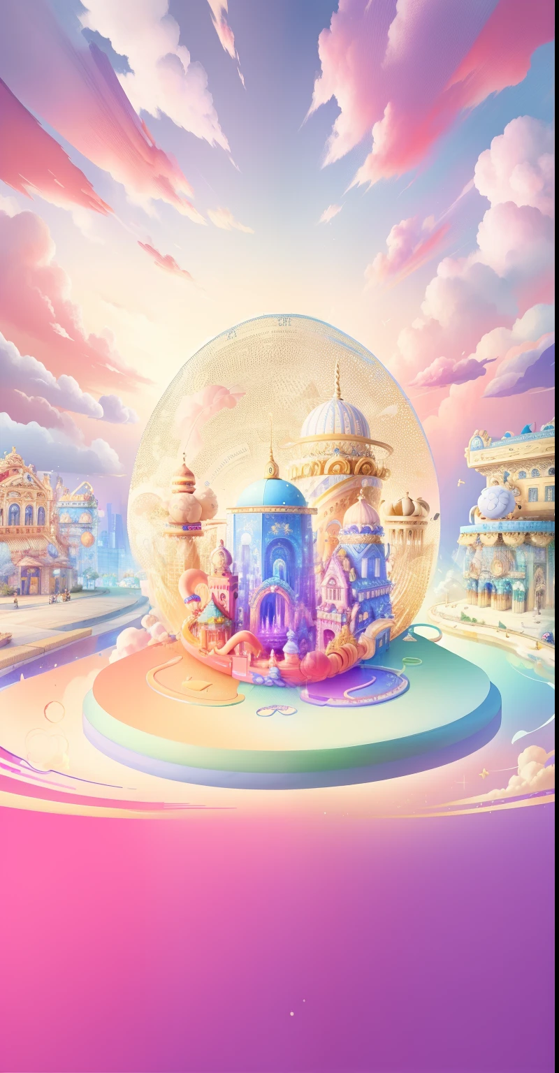 buliding,illustration,Golden eggs,jubilation,New Year atmosphere,Festive atmosphere,Auspicious clouds,blue-sky