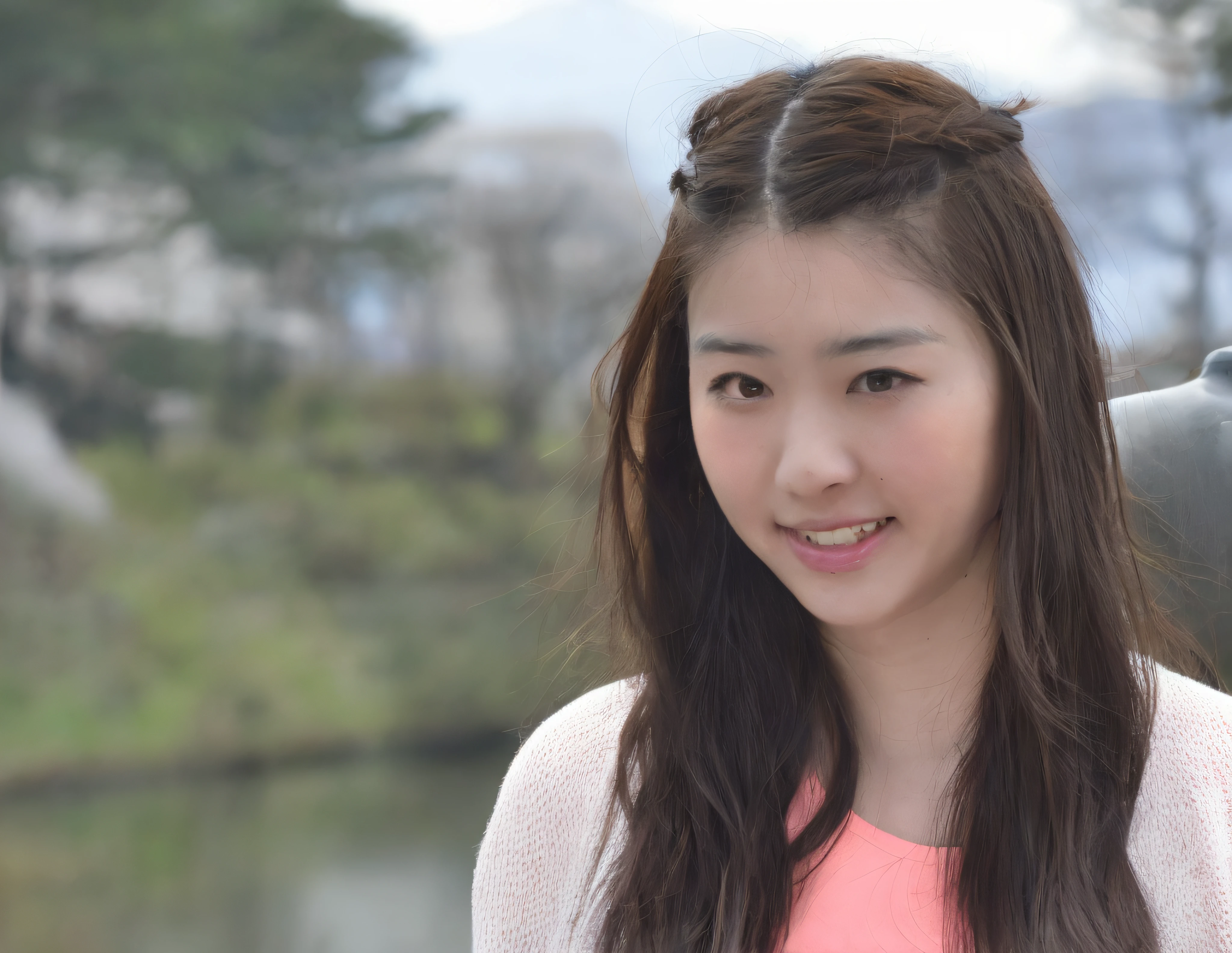 top-quality、8k picture、Arab asian woman with long hair and pink top, Kimi Takemura, Aoi Ogata, taken with a canon eos 5 d, chiho, harumi, portrait of a japanese teen, Chiho Ashima, closeup Iwakura Lain, Yuka Kazami, Shiori Teshirogi, the face of a beautiful Japanese girl