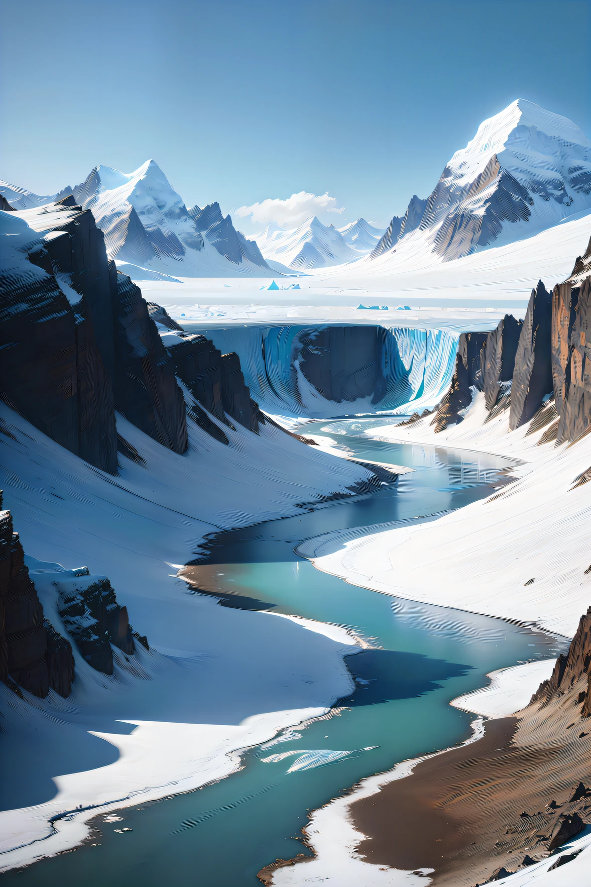 Endless,glacier,waterface,Scenery